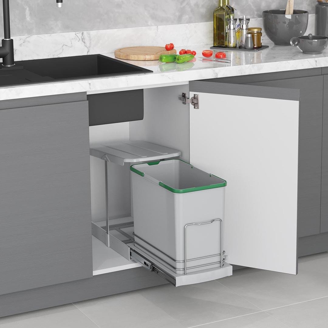 Teleskopik Raylı Plastik Gövde Çöp Kovası 24 Lt S2571