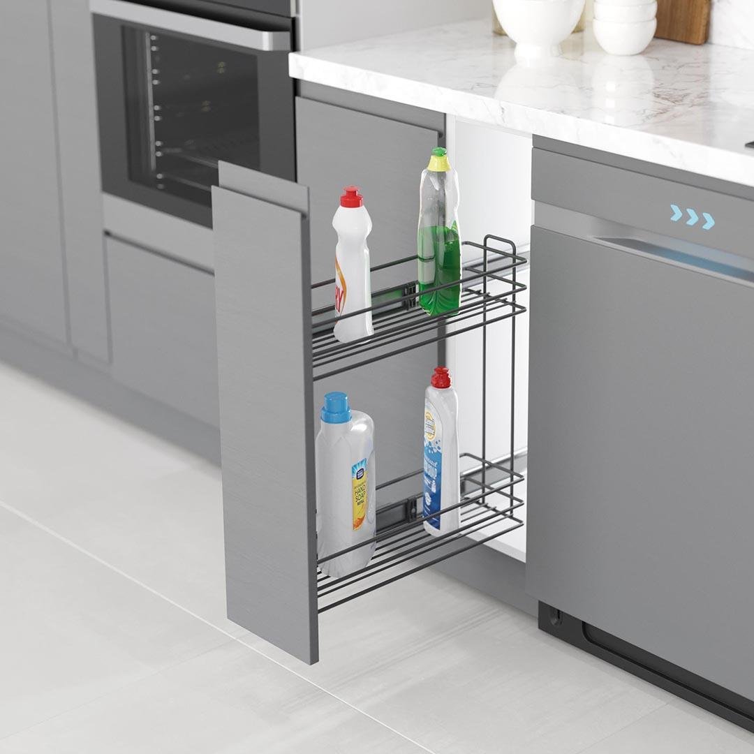 Tezgah Altı Yandan Raylı Frenli Şişelik & Deterjan 20 Cm. Modül S2213