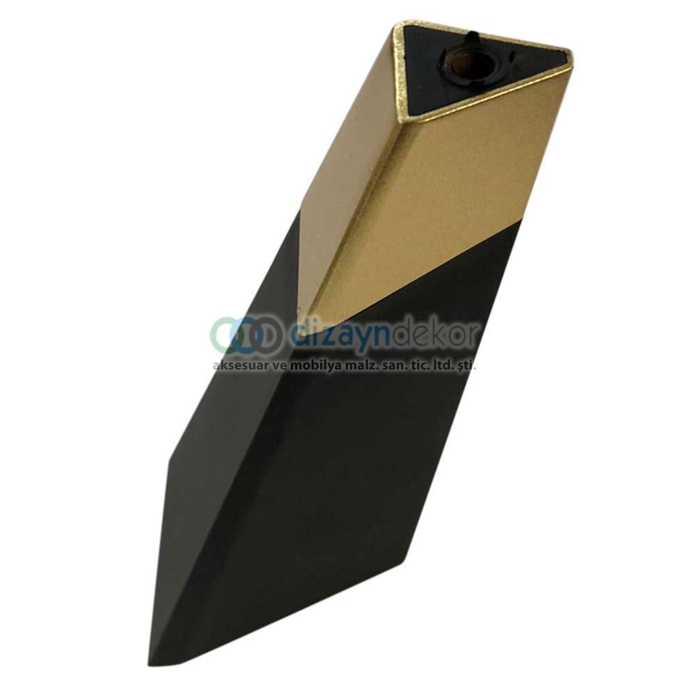 Üçgen Açılı Dolap Ayağı Mat Siyah Mat Altın 20 Cm