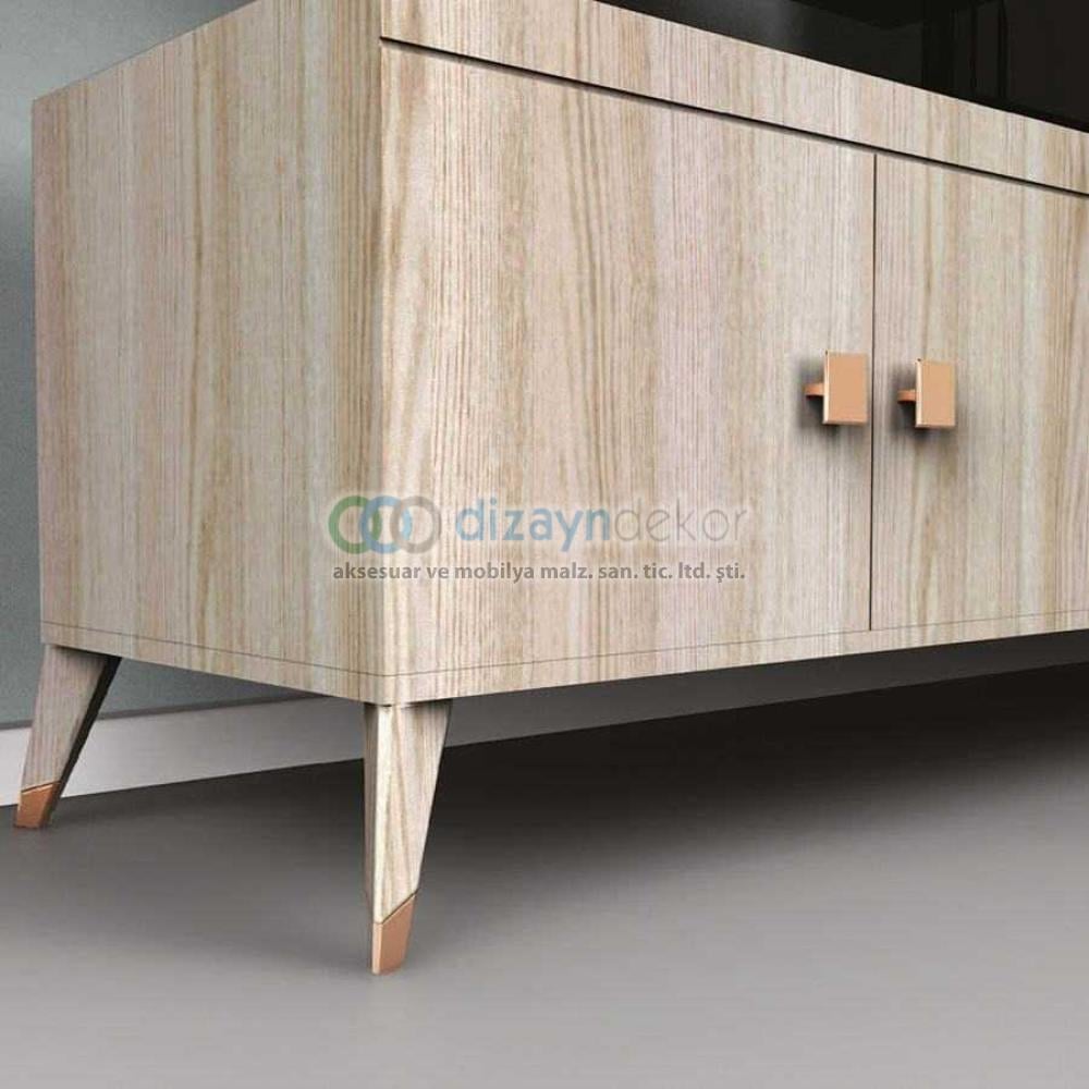 Üçgen Açılı Dolap Ayağı Mat Siyah Mat Altın 20 Cm