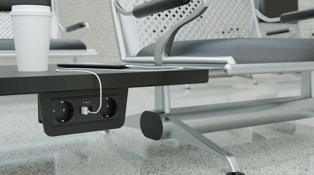 Under Line Tezgah Altı Priz Sistemi Siyah 10.8600/3 