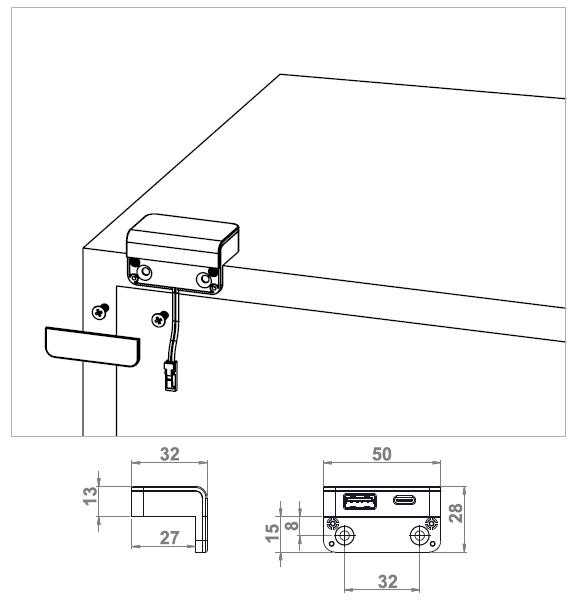 Usb Şarj Cihazı Masa Keson Komidin Dolap
