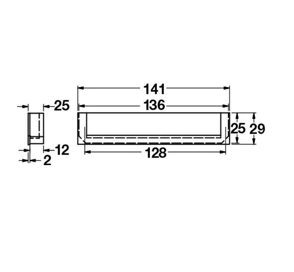 Yarım Kenar Gömme Kulp Mat Krom 128 Mm