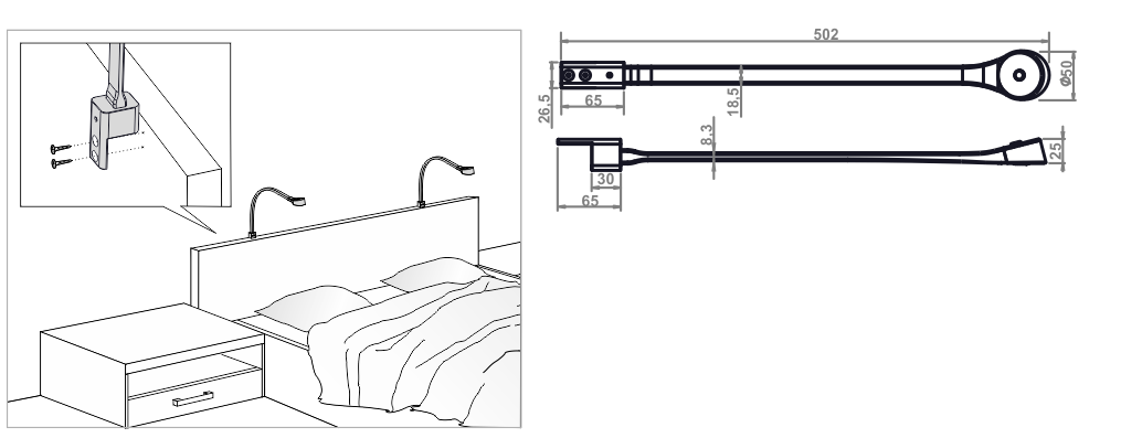 Yatak Başı Aydınlatma Esnek Usb Şarjlı R