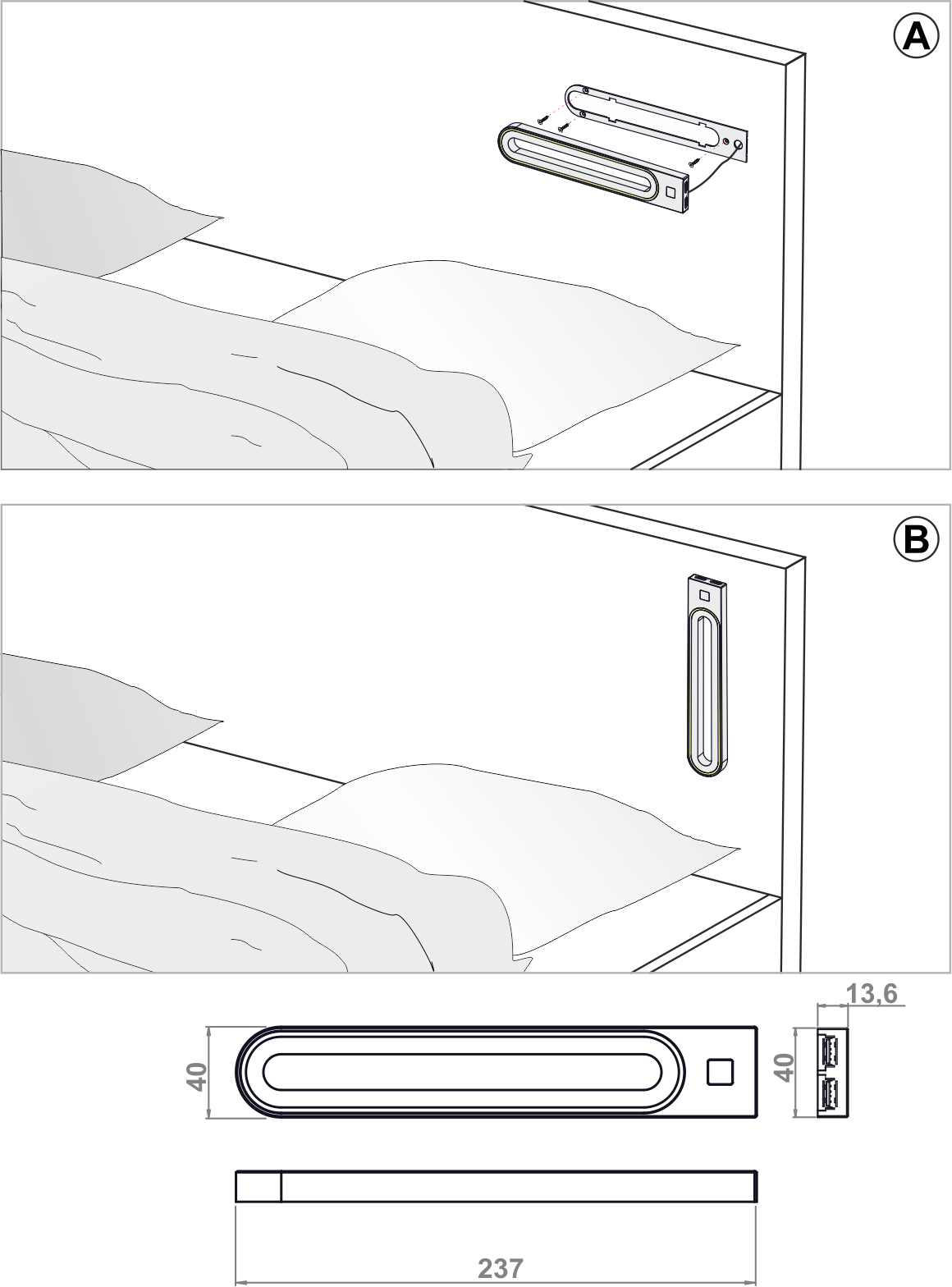 Yatak Başı Dekoratif Aydınlatma Usb Şarjlı