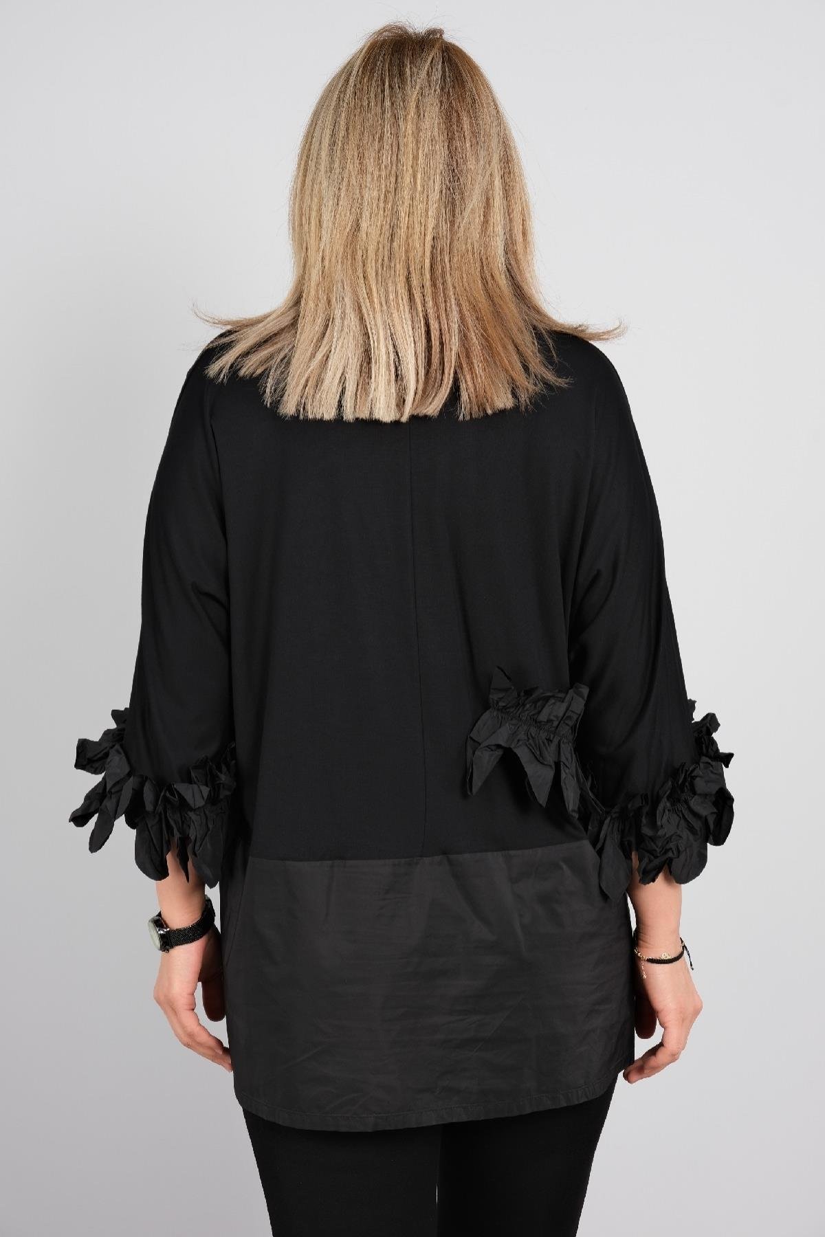 Aksesuar detaylı büyük beden kadın bluz