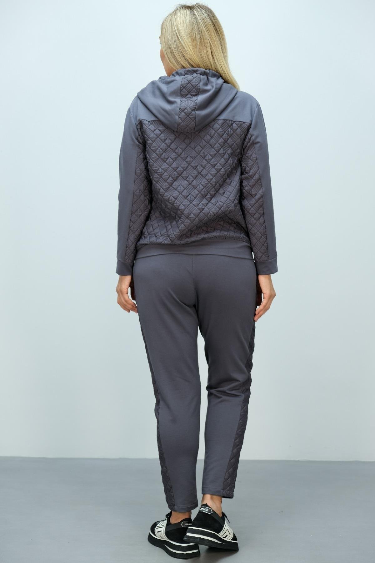 Büyük beden kadın kapşonlu ikili takım