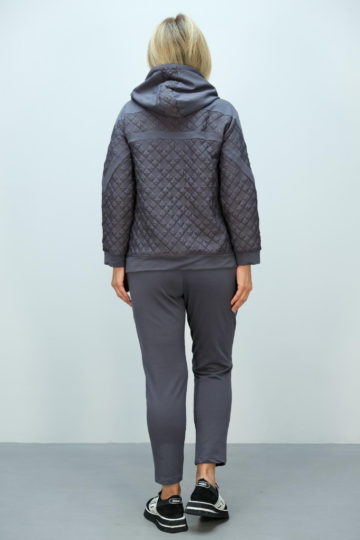 Büyük beden kadın kapşonlu ikili takım