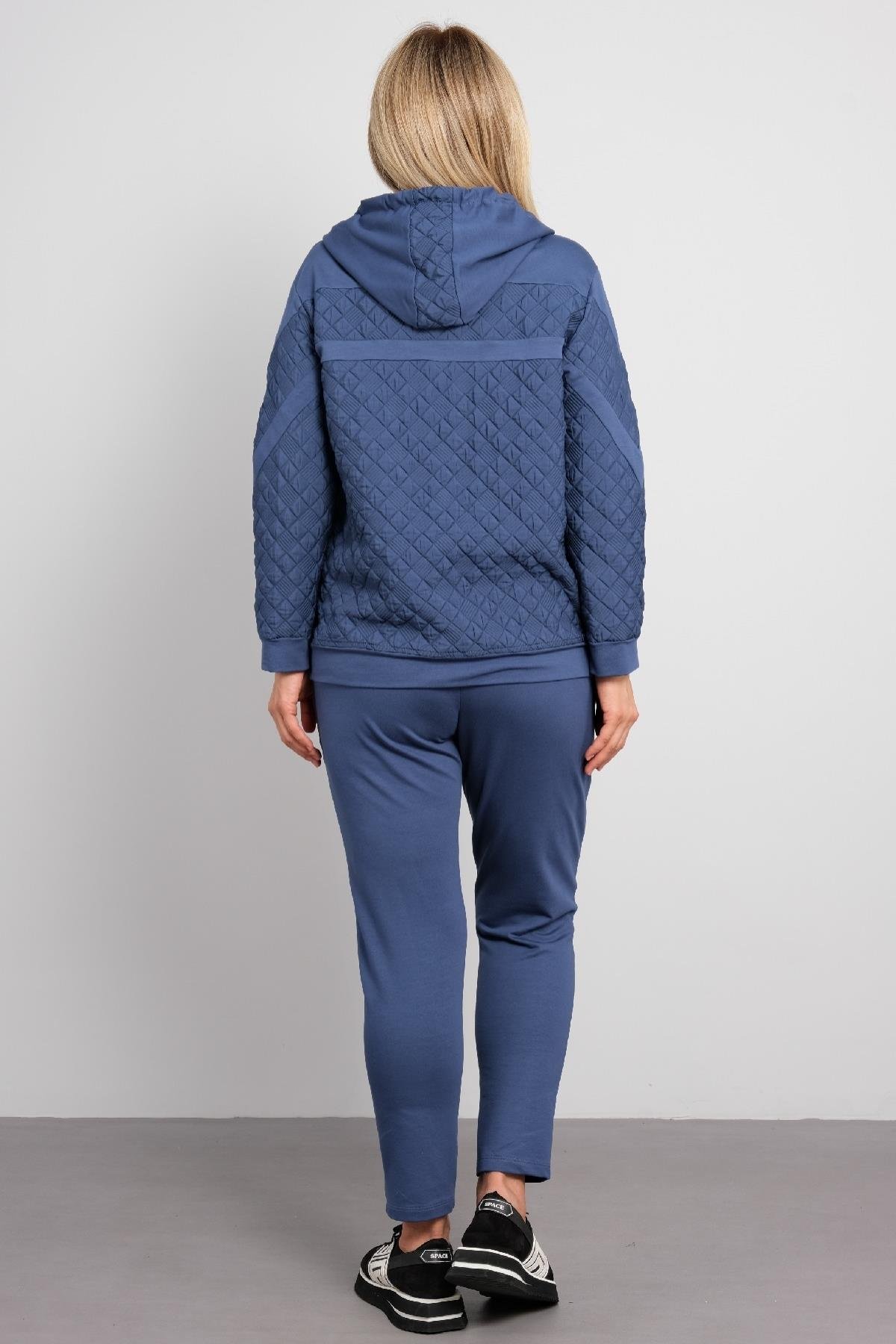 Büyük beden kadın kapşonlu ikili takım