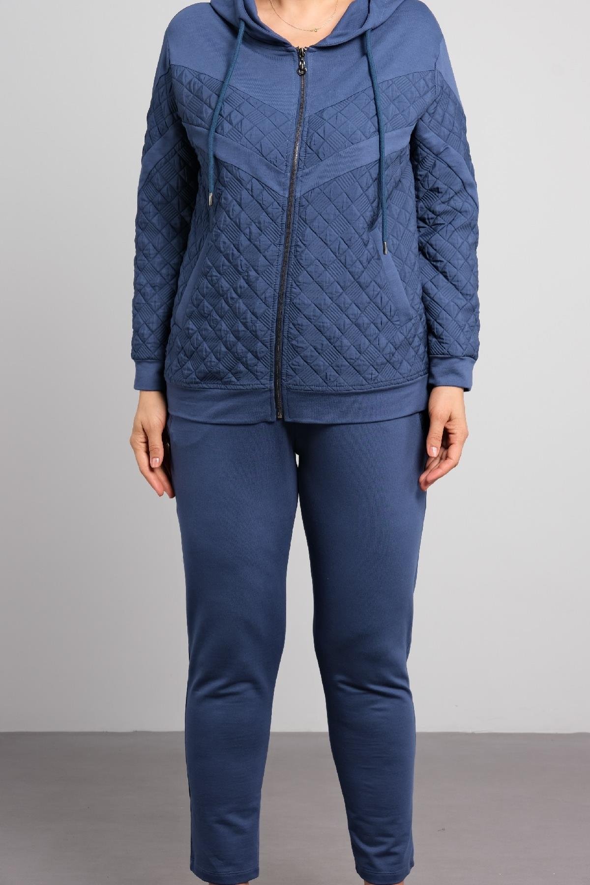 Büyük beden kadın kapşonlu ikili takım