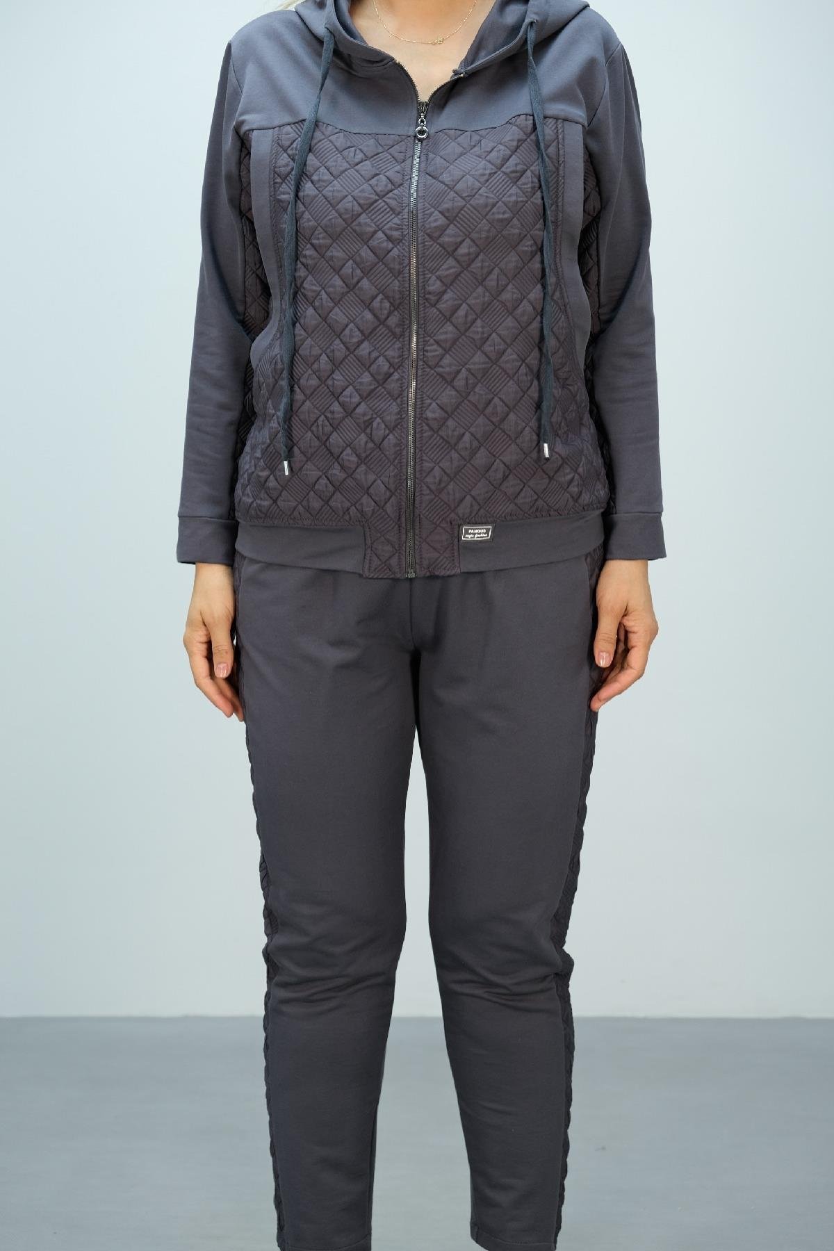 Büyük beden kadın kapşonlu ikili takım