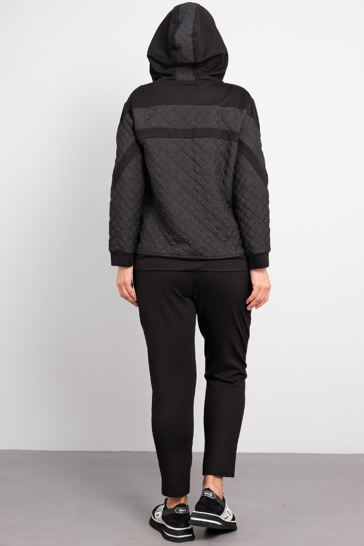 Büyük beden kadın kapşonlu ikili takım