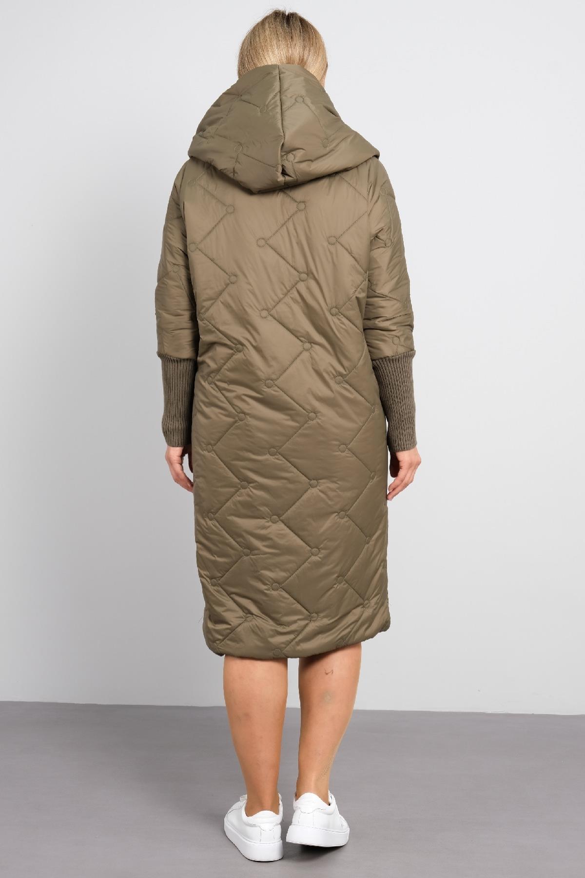 Büyük beden kadın şişme uzun mont