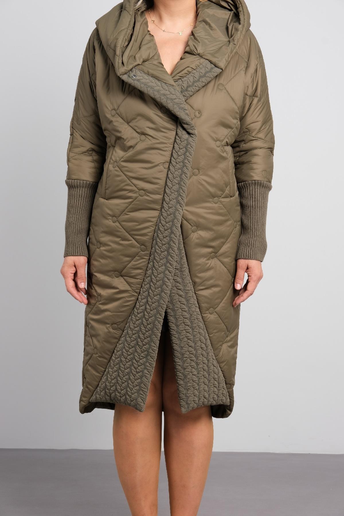 Büyük beden kadın şişme uzun mont