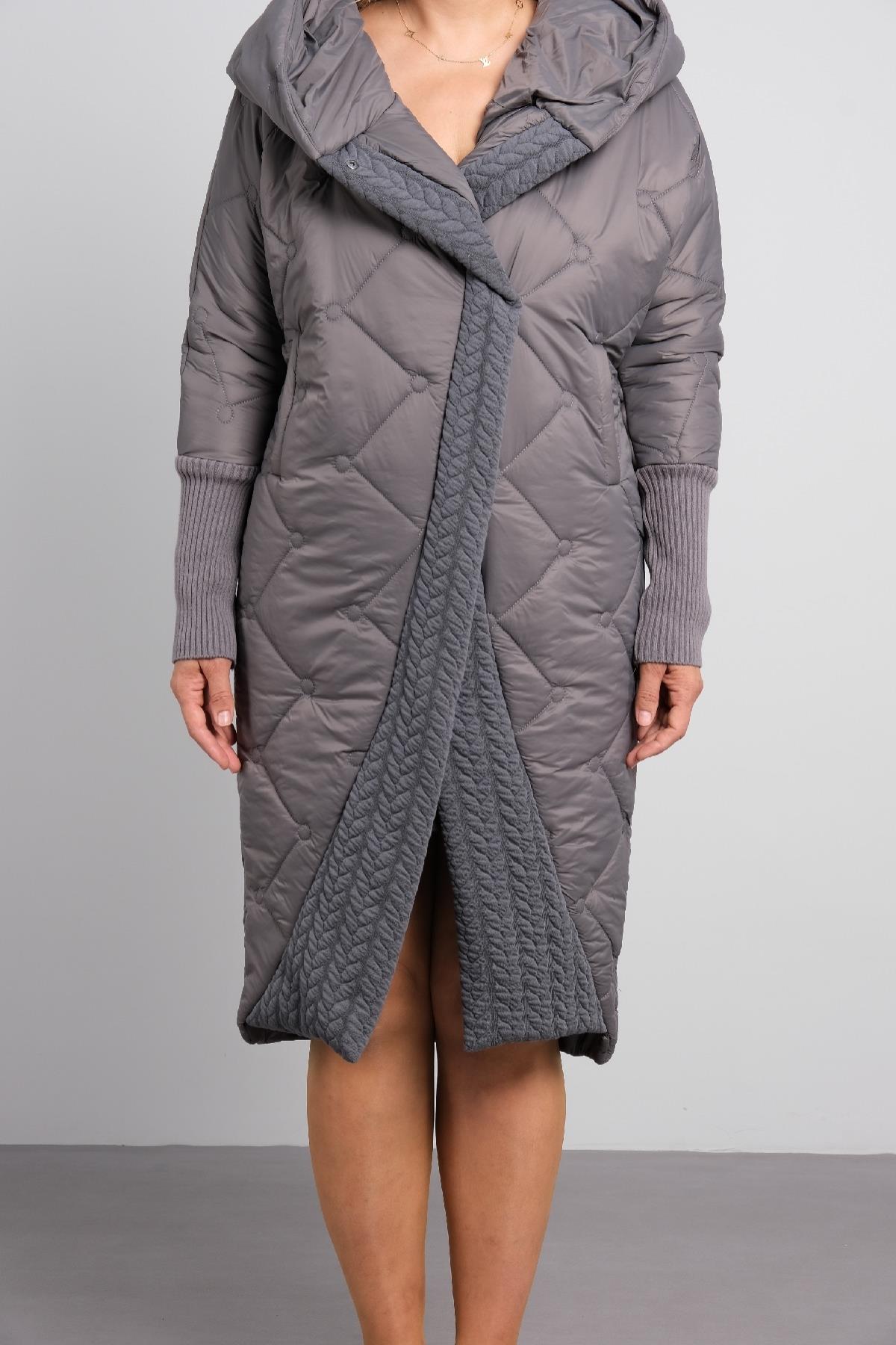 Büyük beden kadın şişme uzun mont