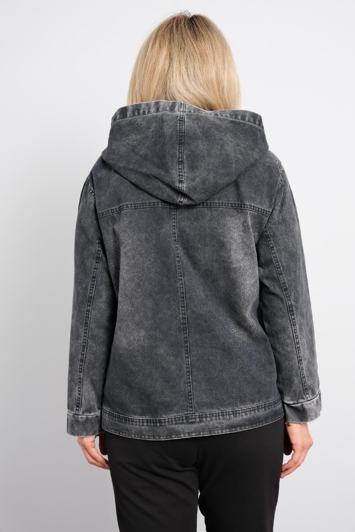 Büyük beden kot kumaş kadın kısa mont