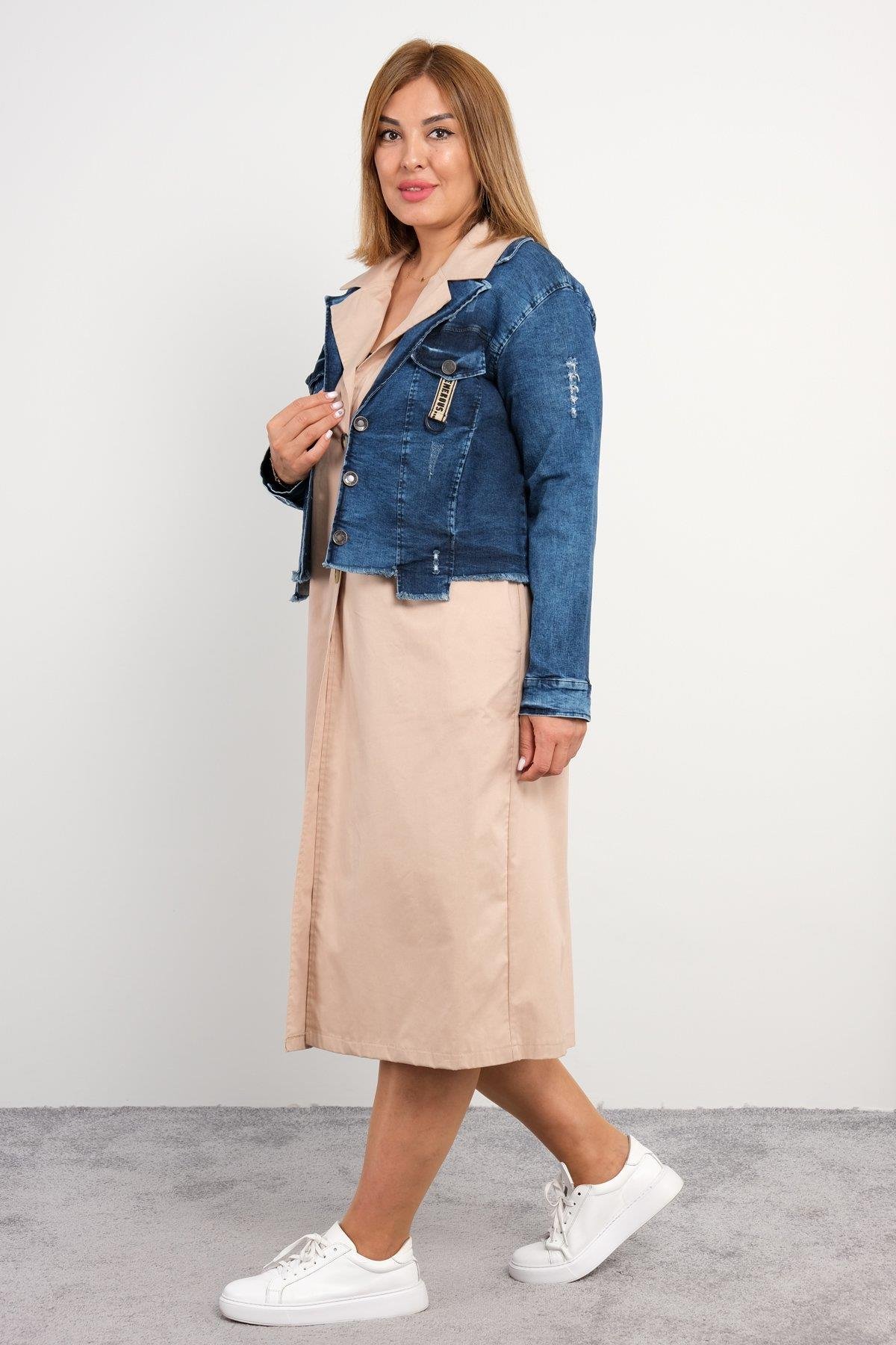 Duğmeli jacket uzun trenckot
