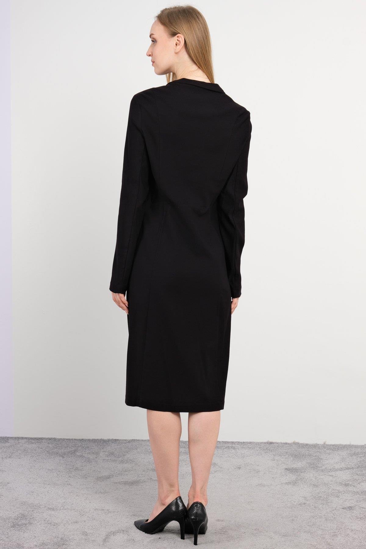 Dugmeli jacket uzun trenckot