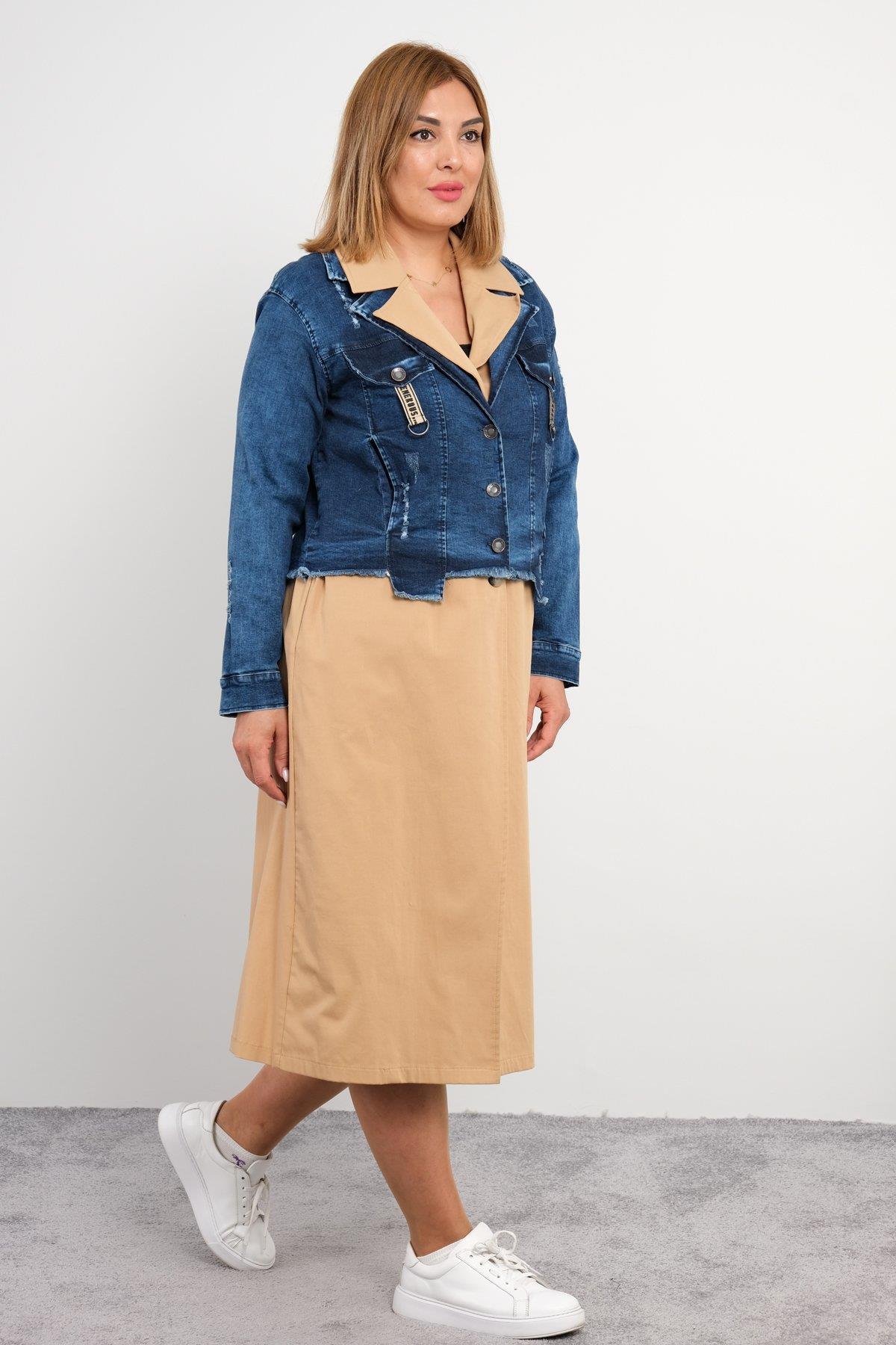 Dugmeli jacket uzun trenckot