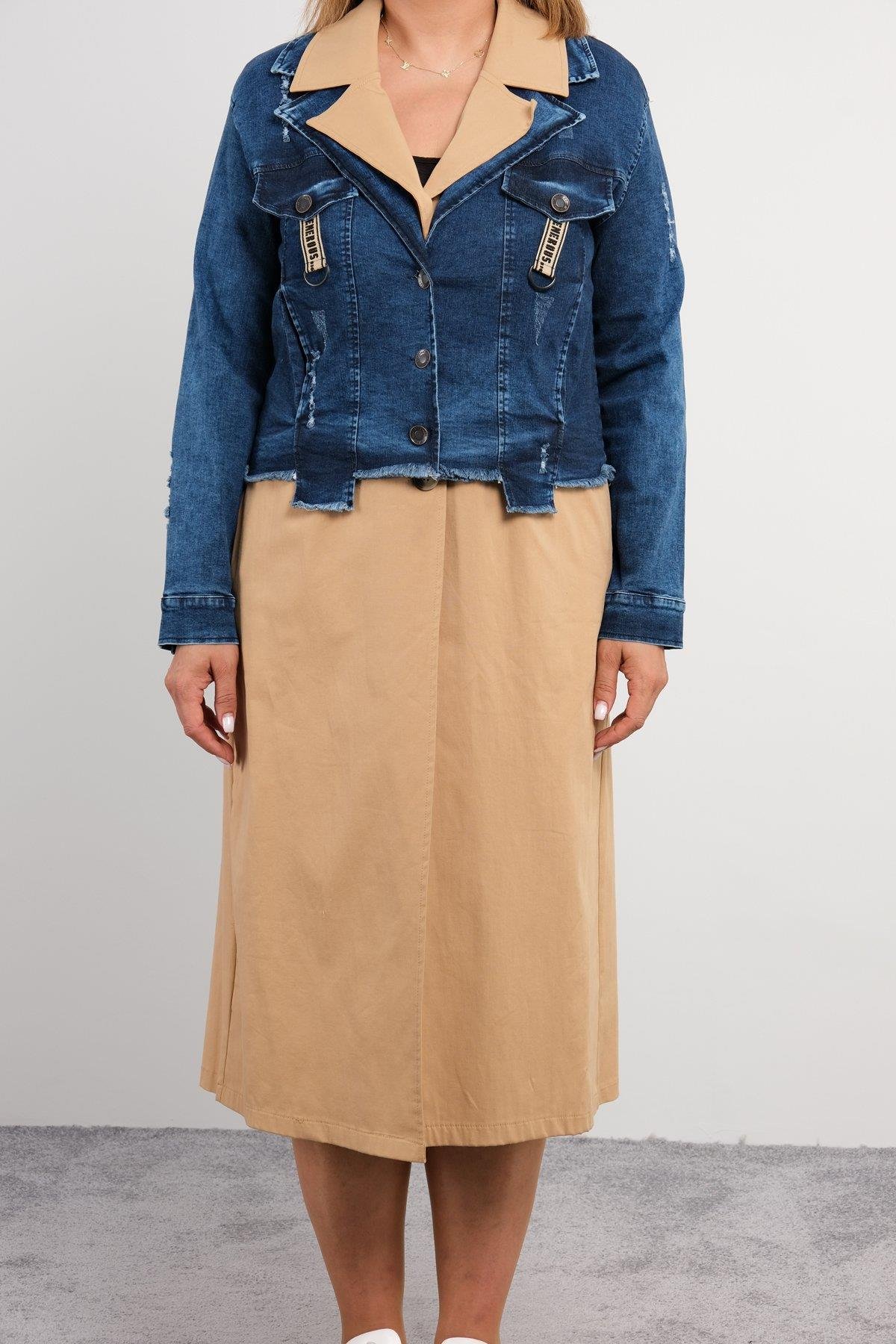 Dugmeli jacket uzun trenckot