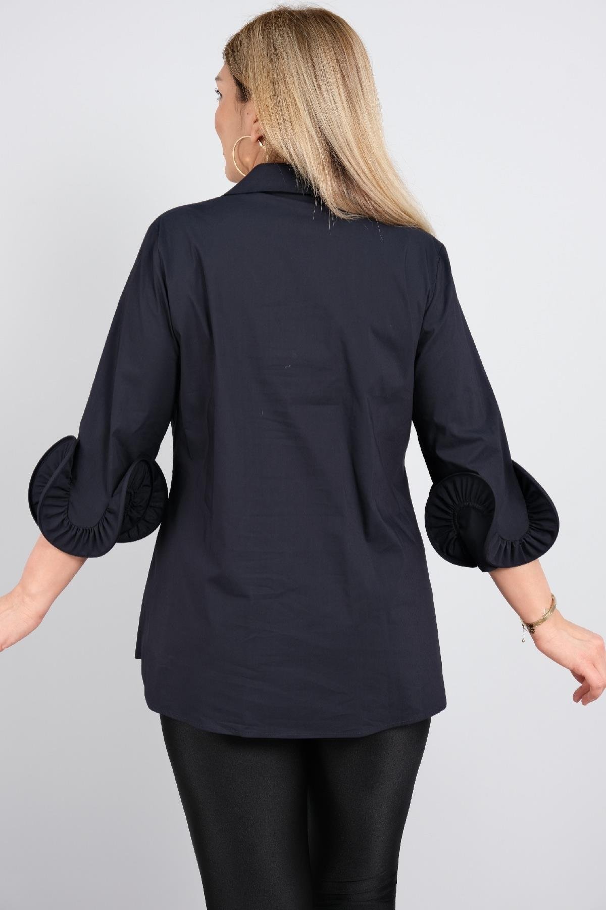 Kolları detaylı şık beden kadın kadın gömleği