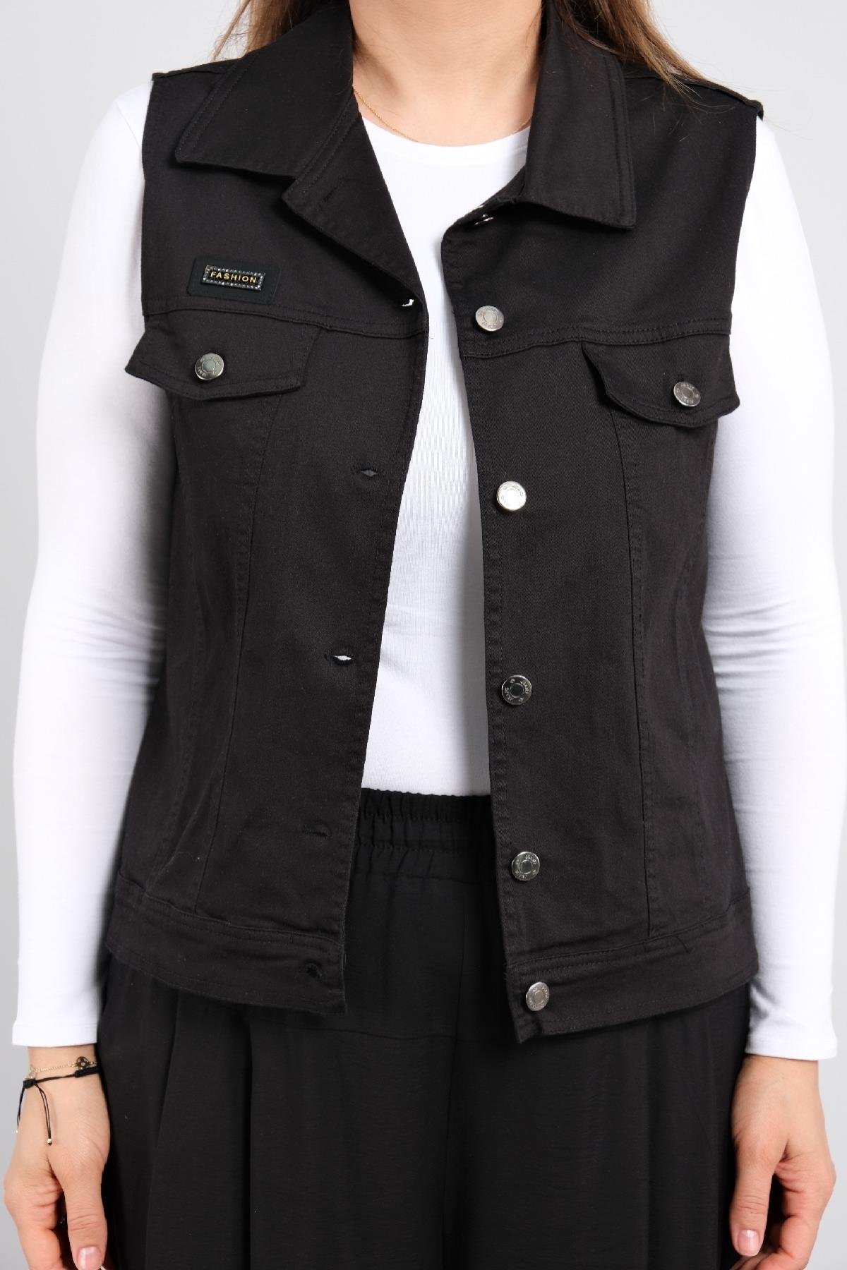 Kot kumaş çok şık kadın yeleği