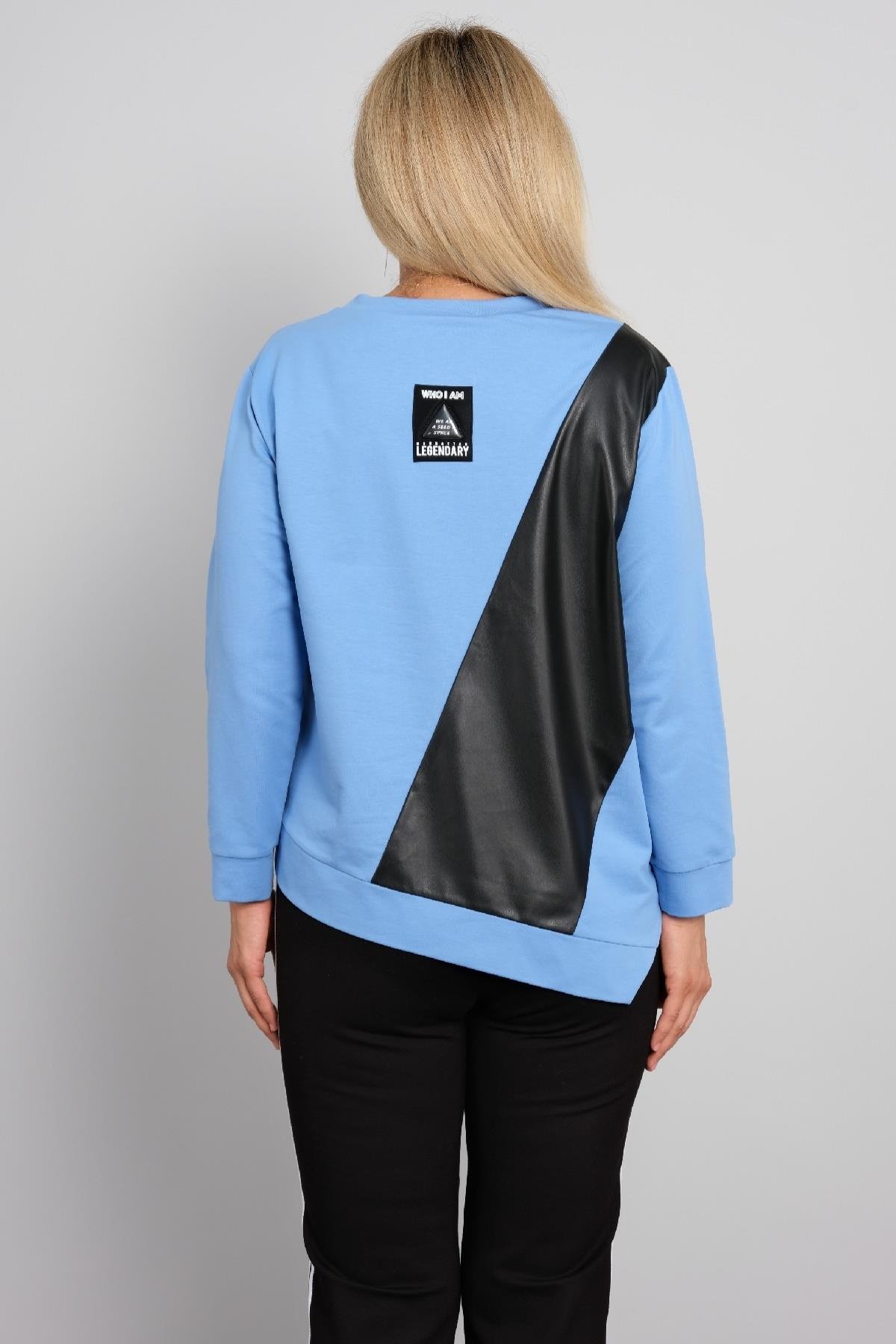 Önü baskılı büyük beden kadın bluz