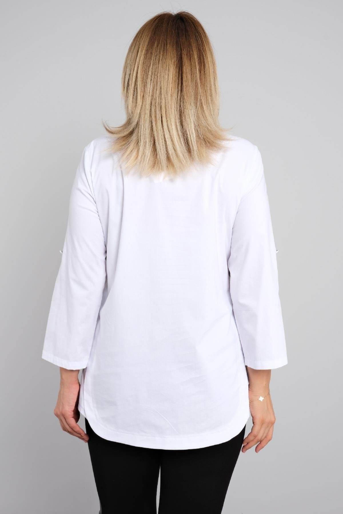 Önü düğmeli uzun kollu gömlek