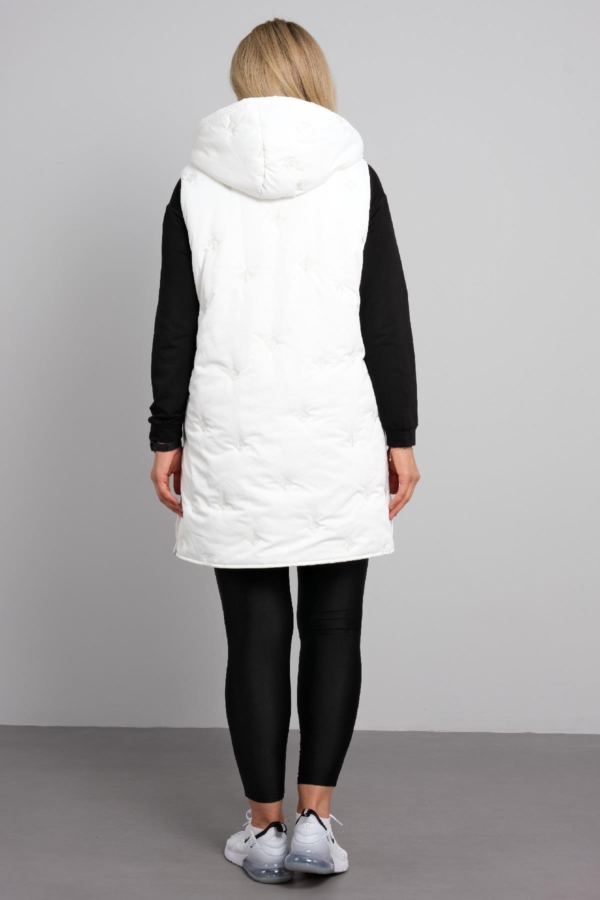 Önü farmuarlı büyük beden kadın uzun yelek