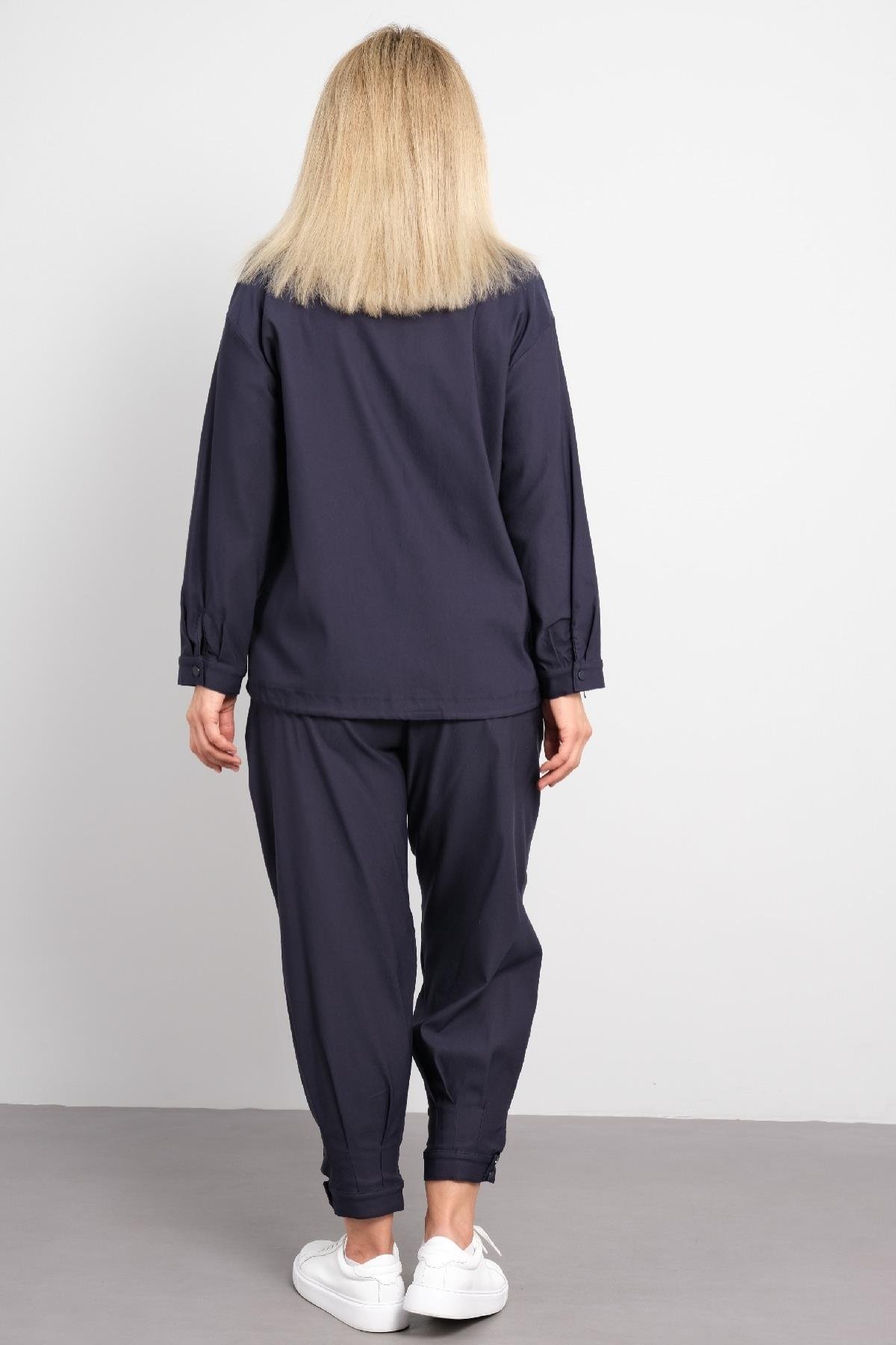 Önü Fermuarlı büyük beden kadın takım elbisesi