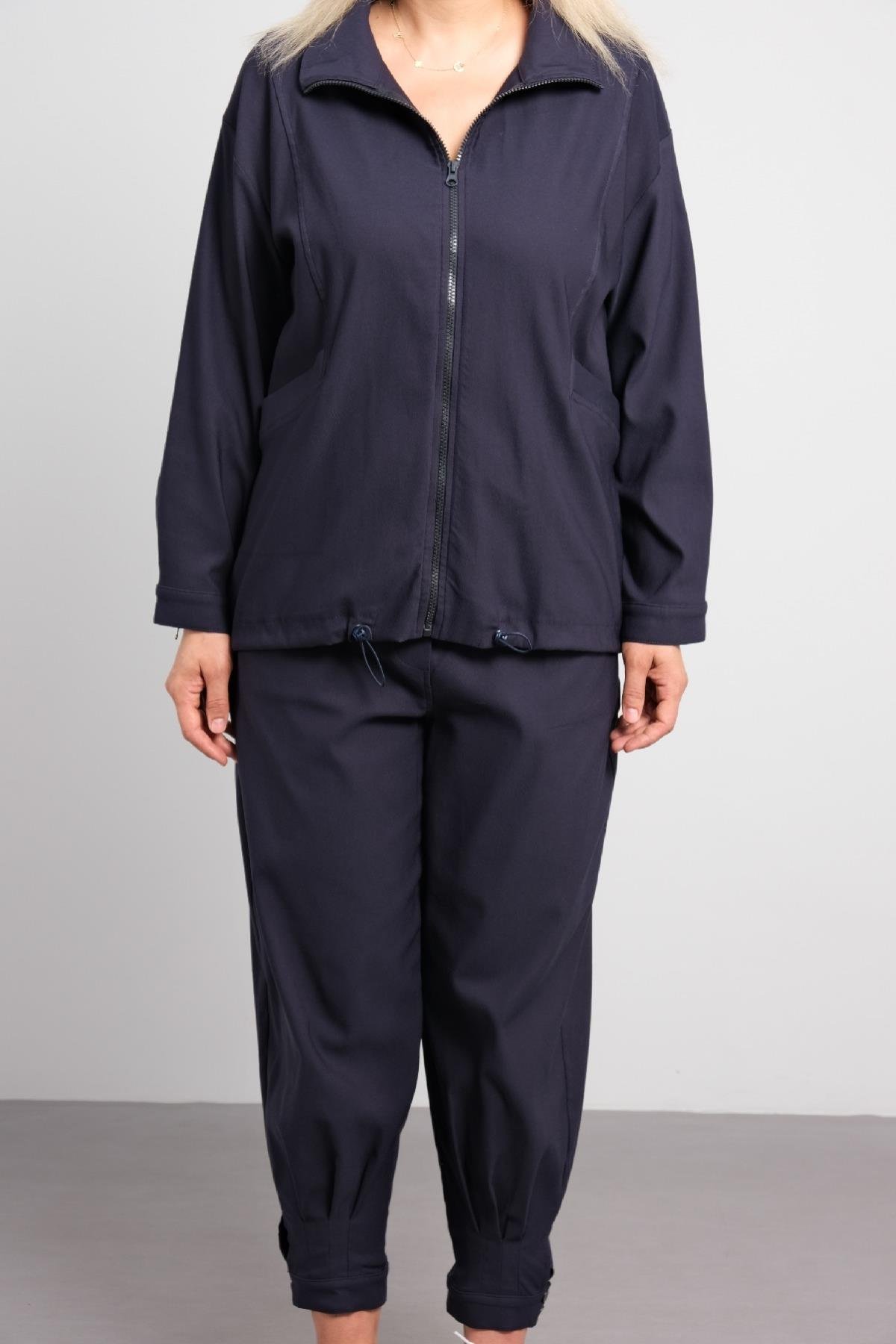 Önü Fermuarlı büyük beden kadın takım elbisesi