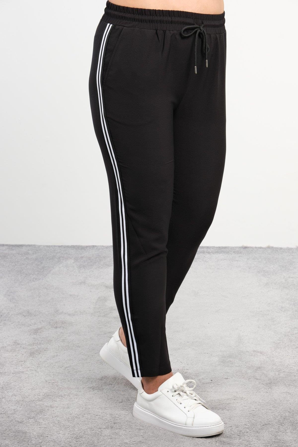 Şerit desenli kadın pantolon