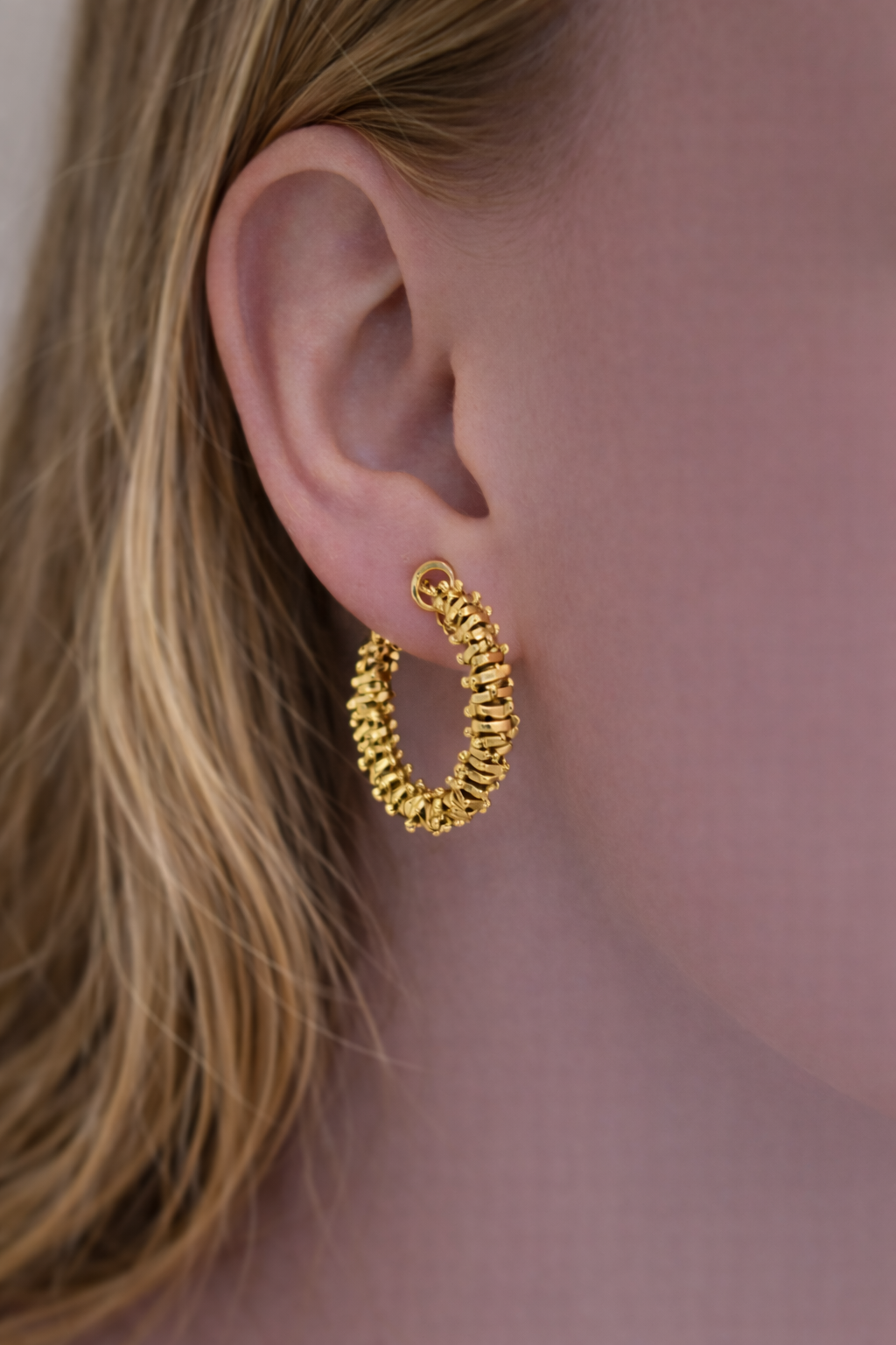Gold Geometrik Halka Küpe