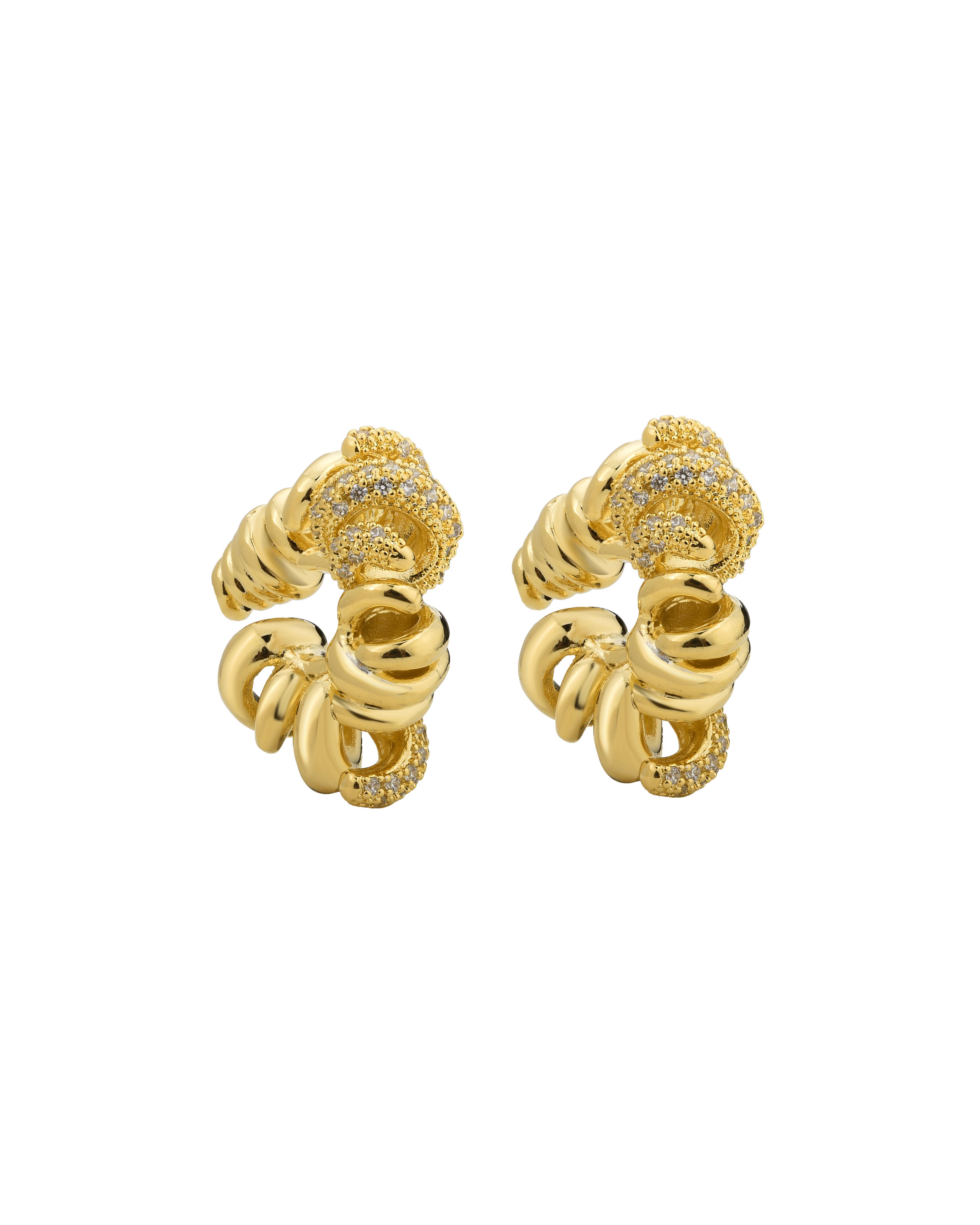 Gold Taşlı Küpe