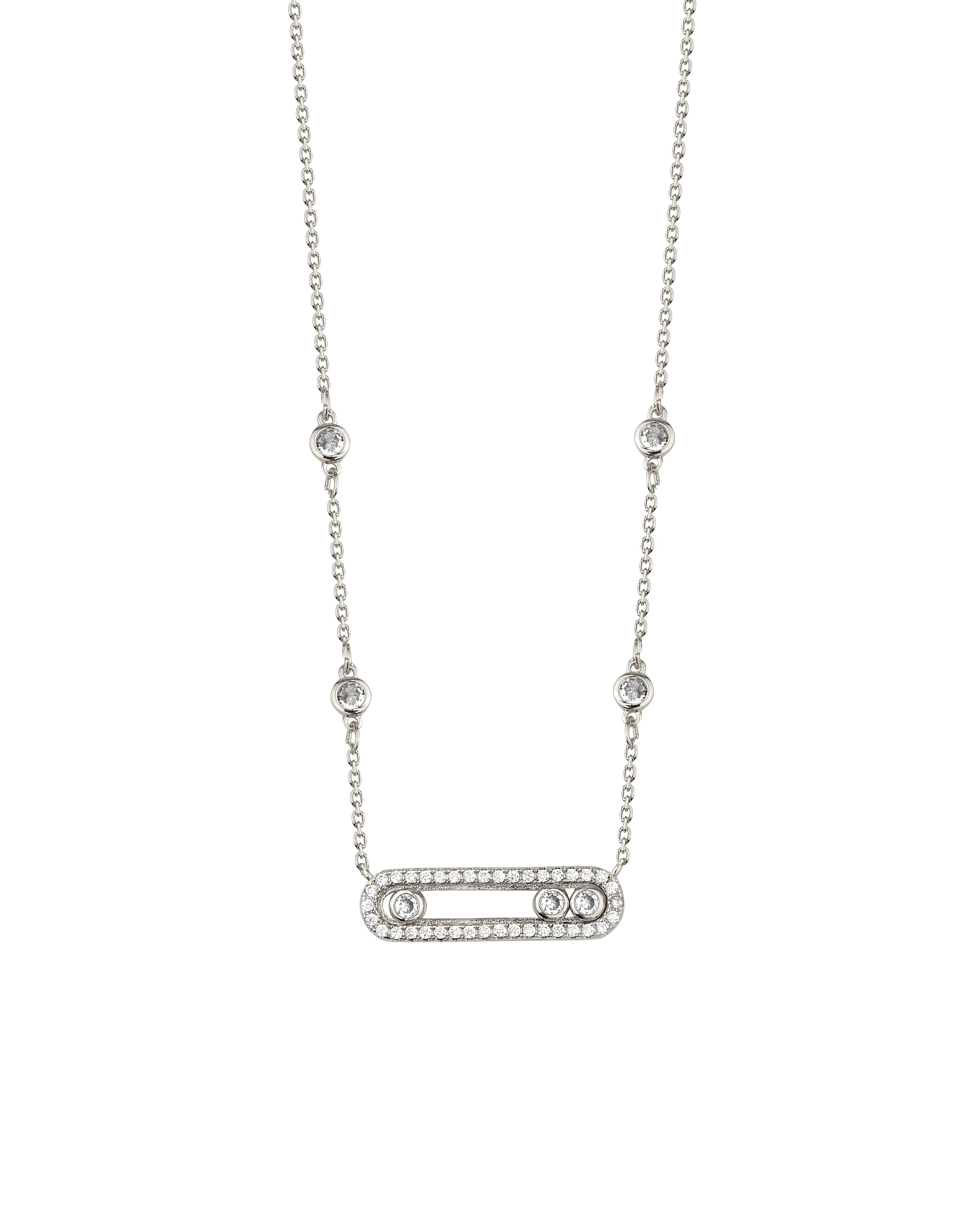 Taşlı Silver Kolye 