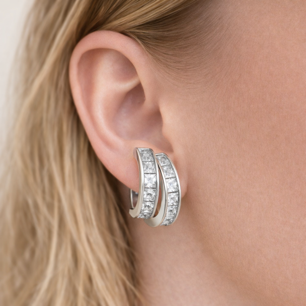 Taşlı Silver Küpe