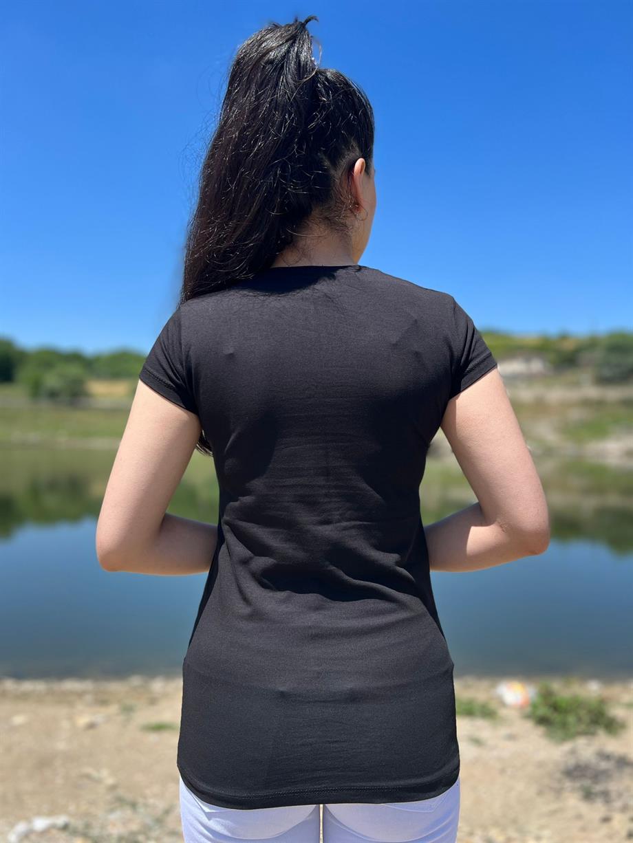 Bisiklet Yaka Kısa Kollu Basic Tshırt Siyah