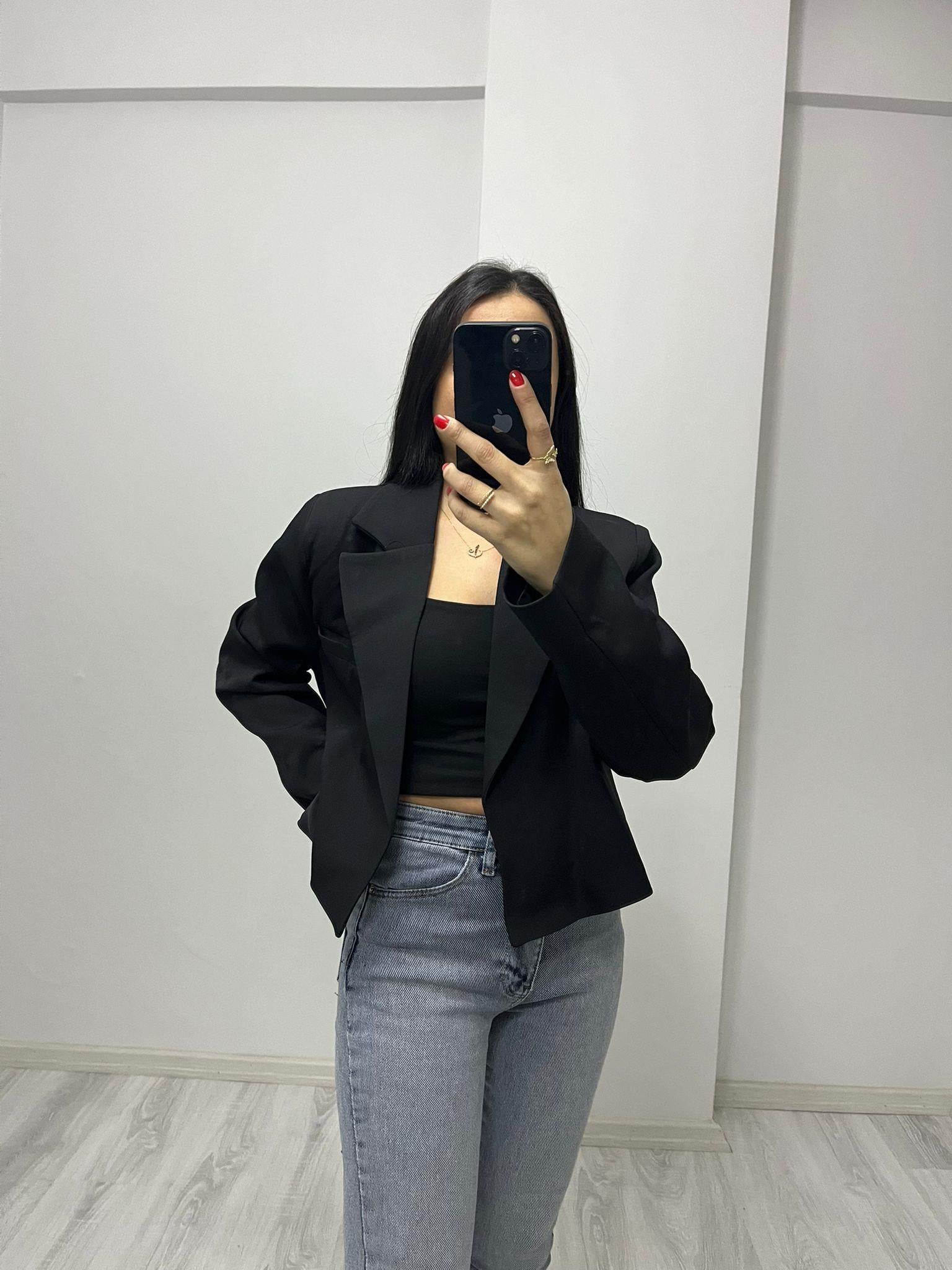 Crop Blazer Ceket Siyah
