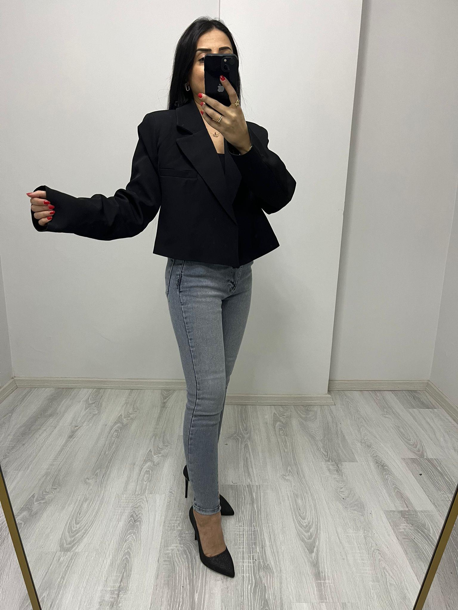 Crop Blazer Ceket Siyah