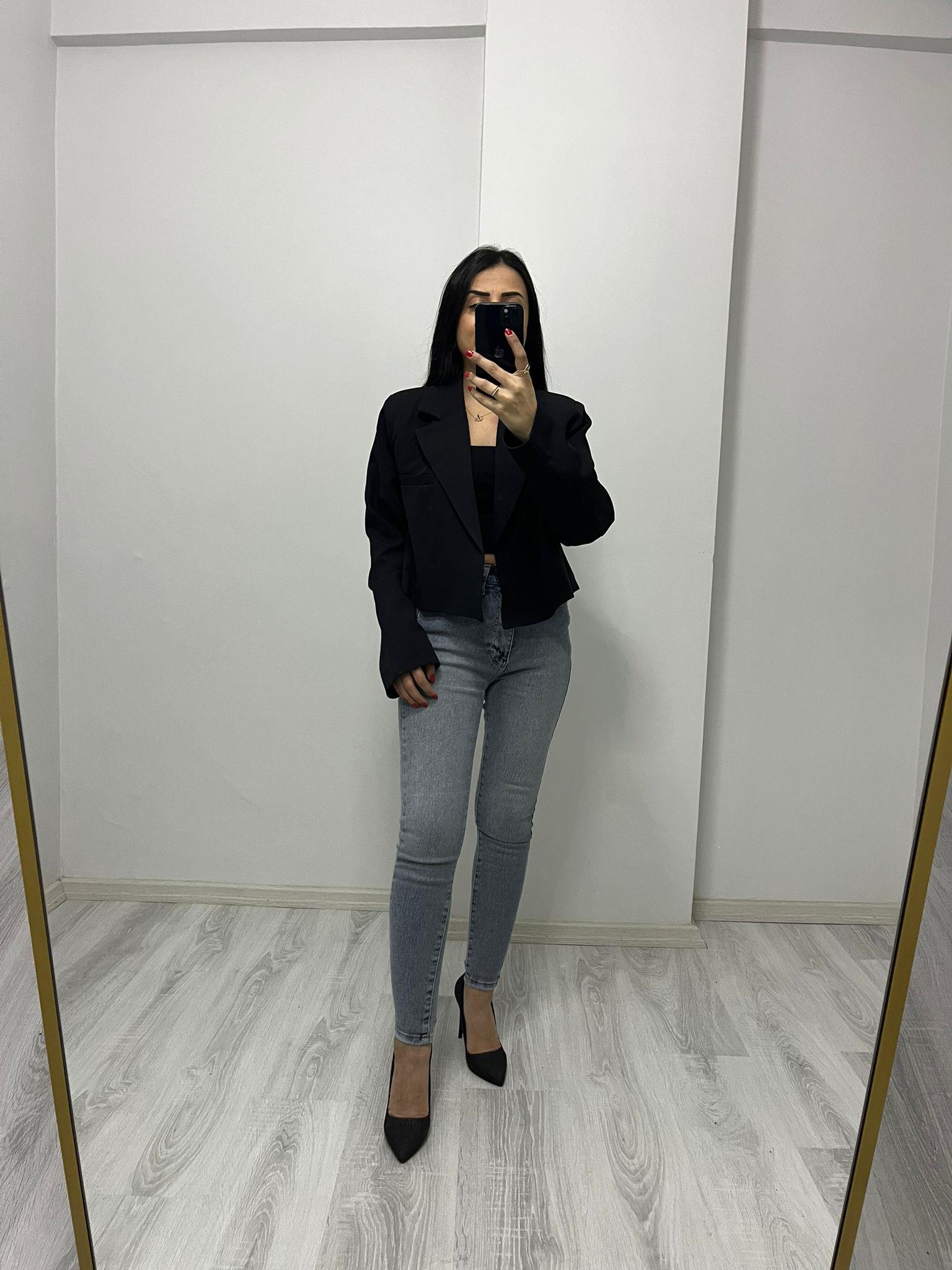Crop Blazer Ceket Siyah