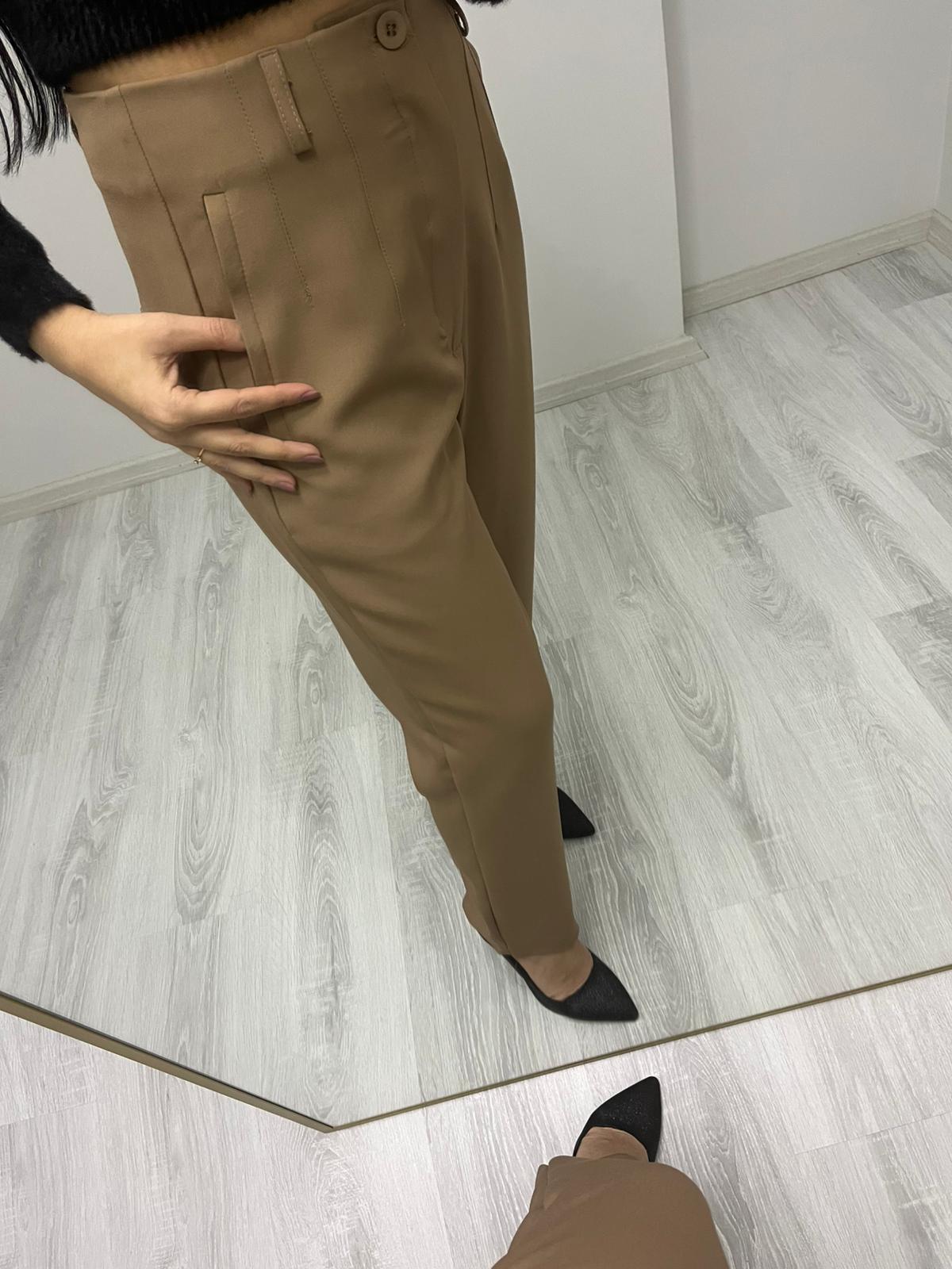 Double Kumaş Pileli Pantolon Kahverengi