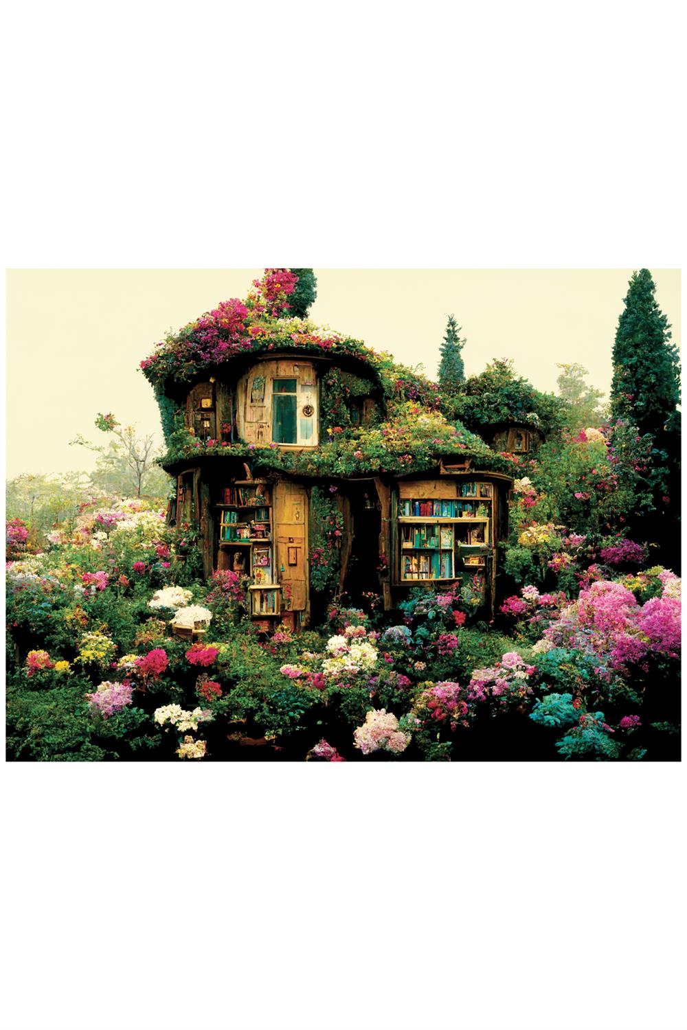 1000 Parçalık Puzzle / Çiçekli Kütüphane