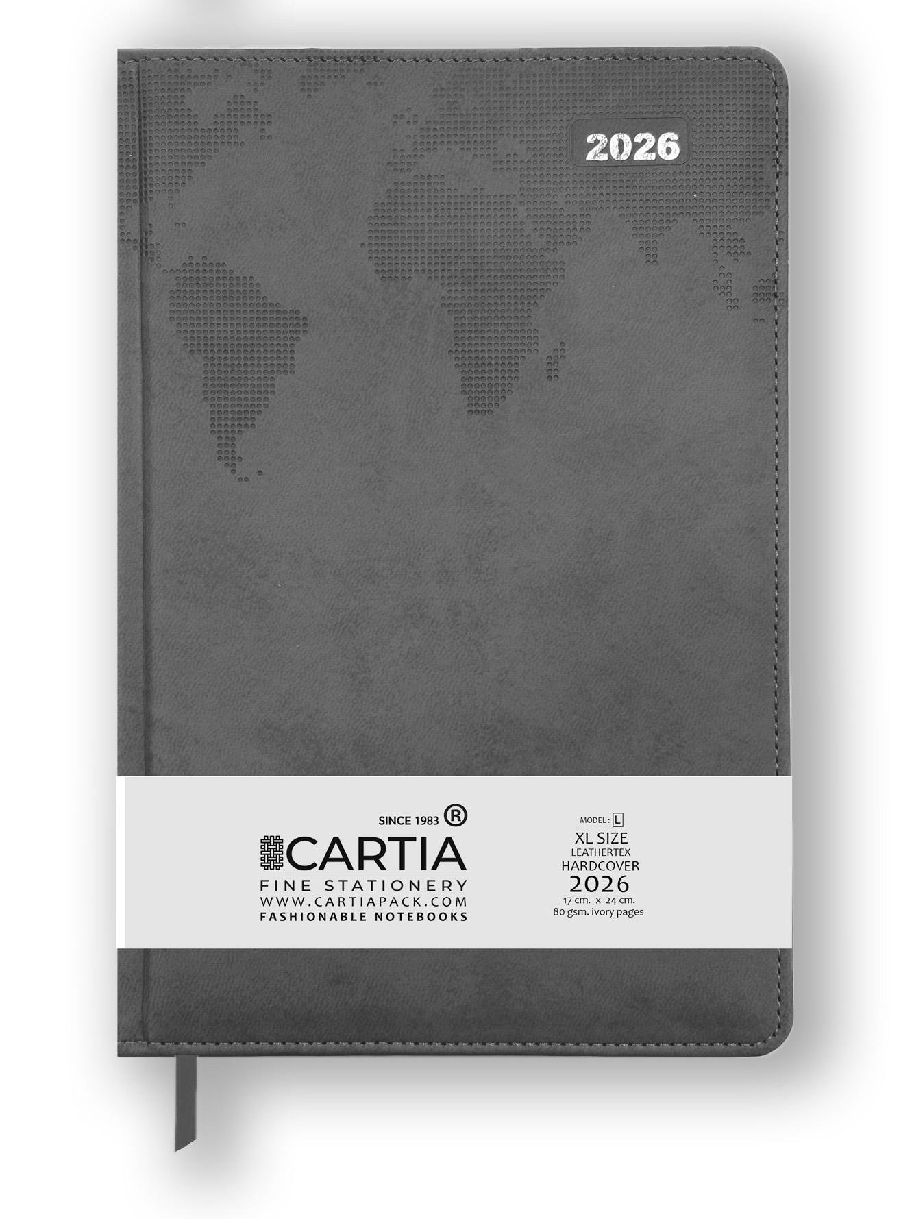 2026 Ajanda Gri Dünya Haritalı 17x24 A Model