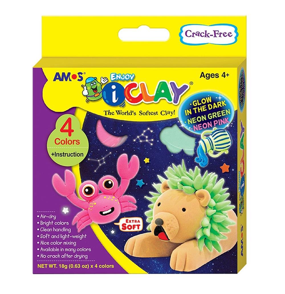 Amos I-Clay Neon+Gece Parlayan 18Grx4 Renk-Ic18p4s