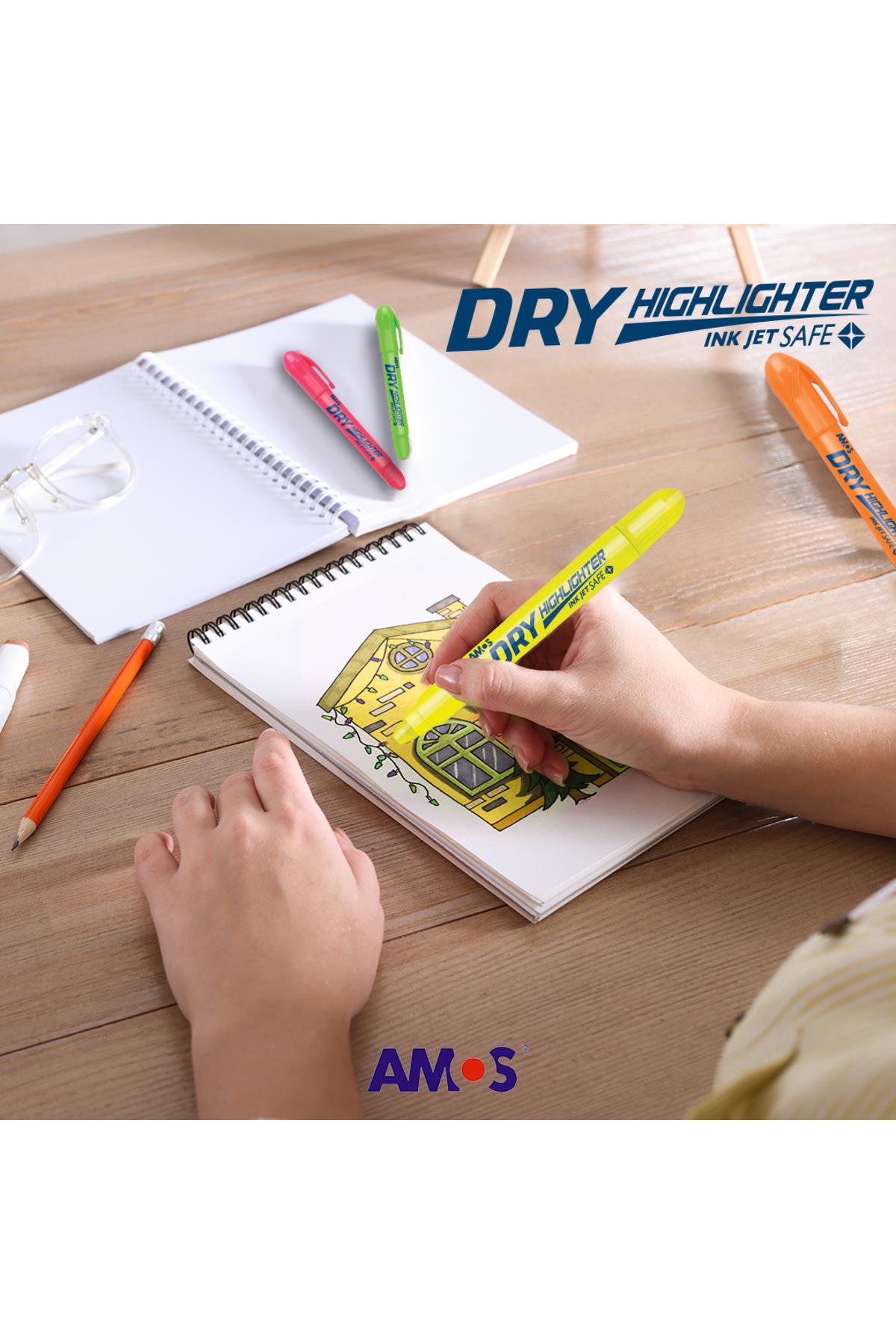 Dry Highlighter Jel Fosforlu Kalem - 4lü Set