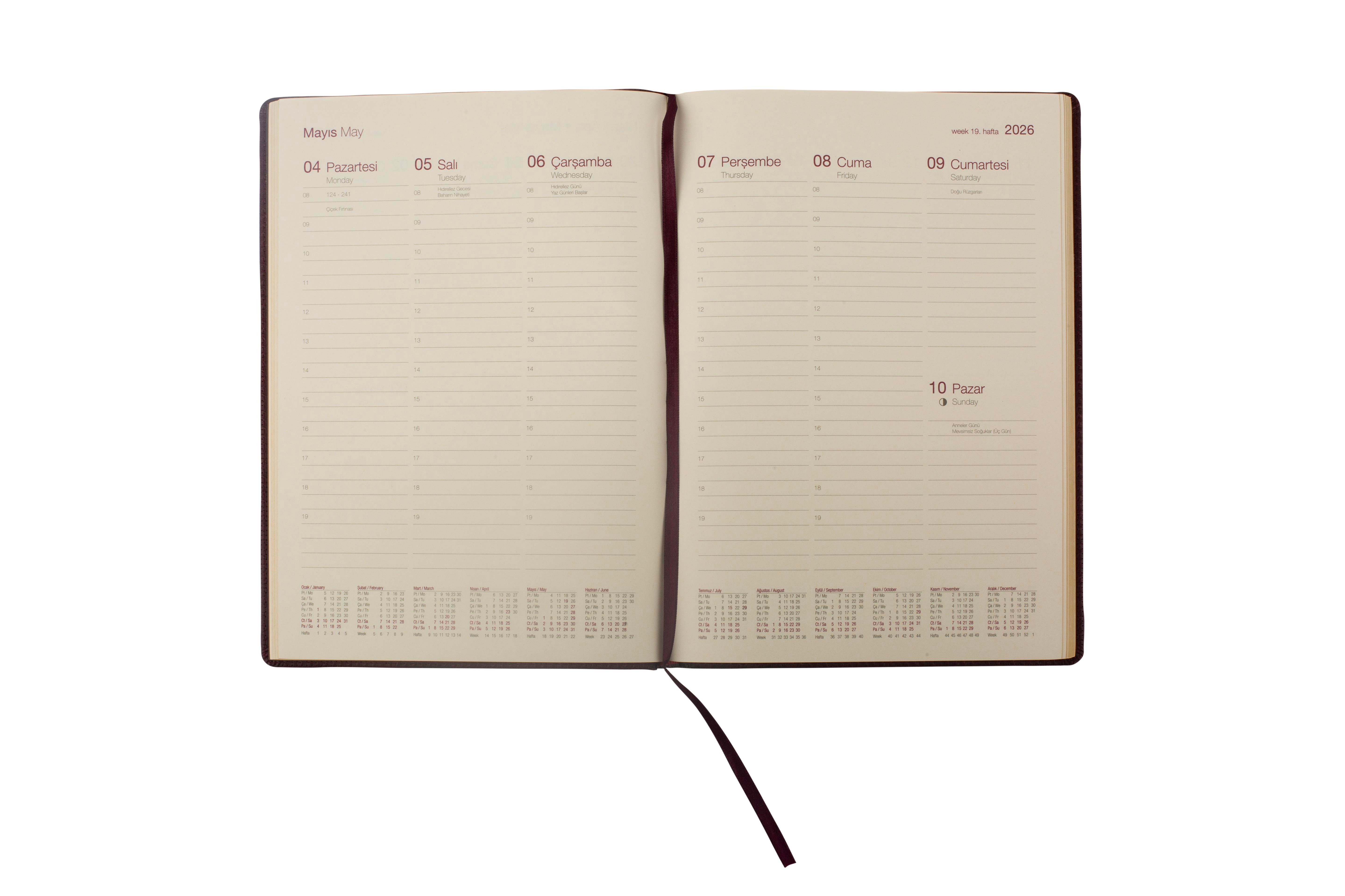 Ece-Çeşme Bordo Haftalık 19,5x28 2026