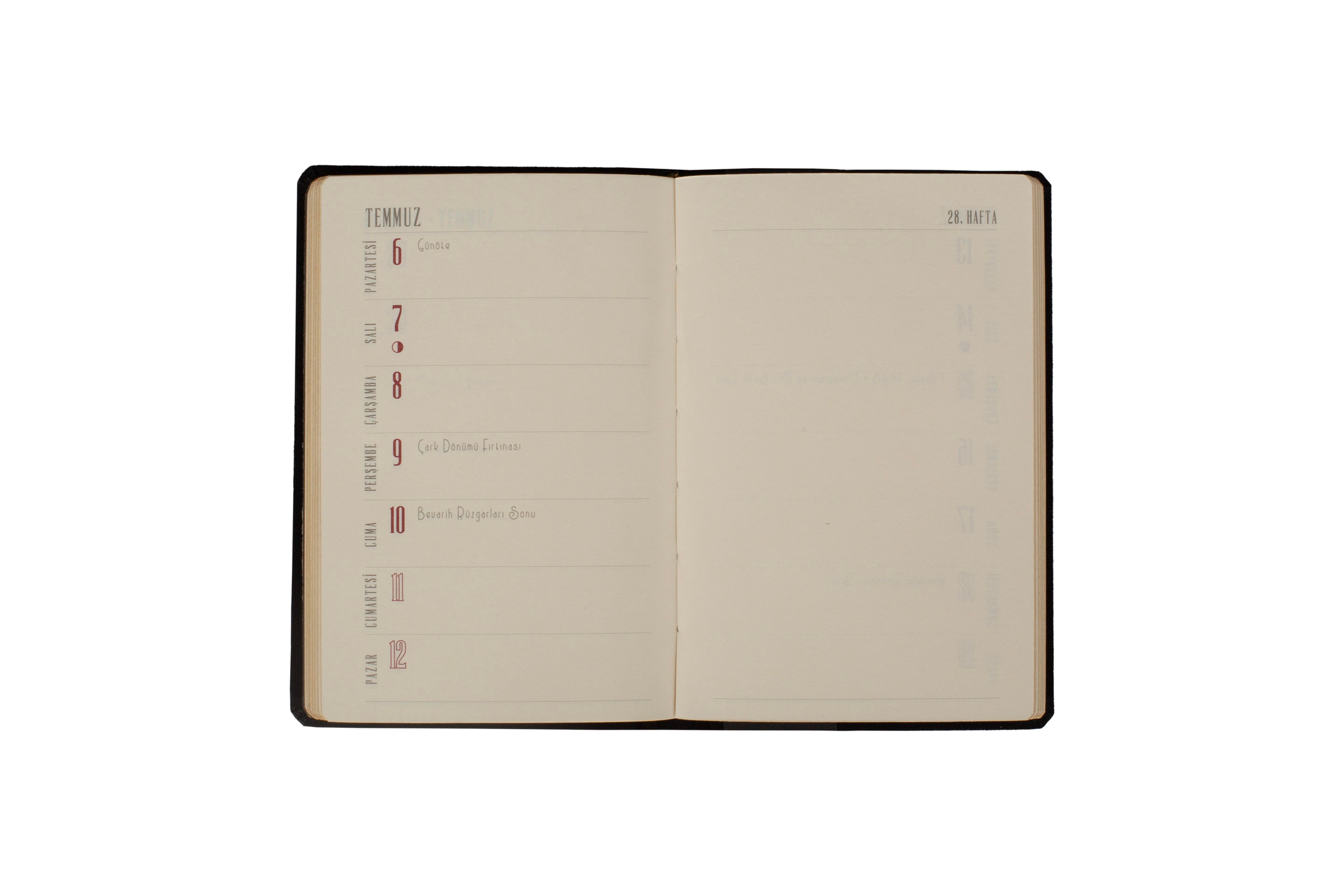 Ece-Tünel Siyah Düz Haftalık 9x14 2026