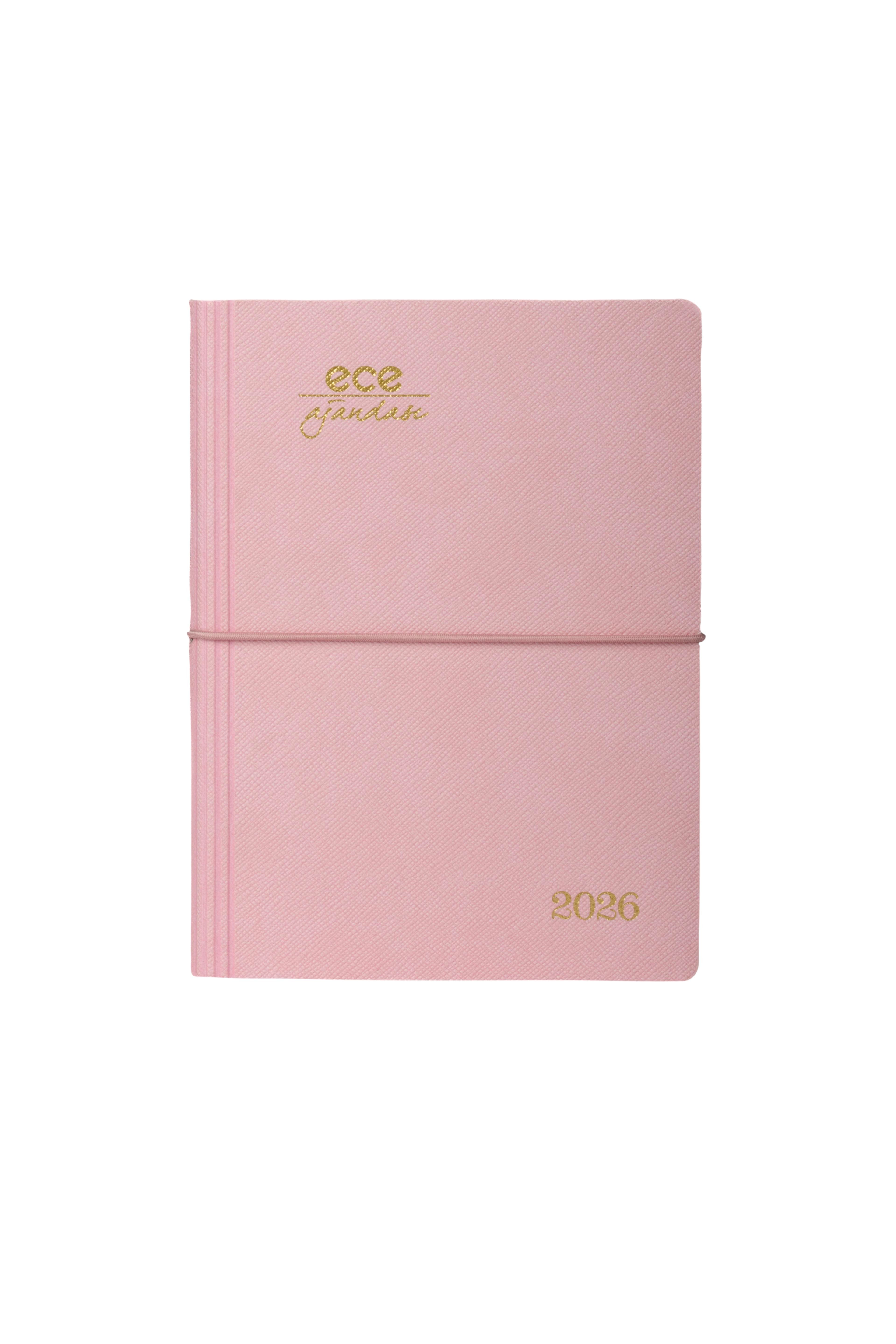 Ece-Yeni Marmaris Şeker Pembe Çizgili Günlük 12x16 2026