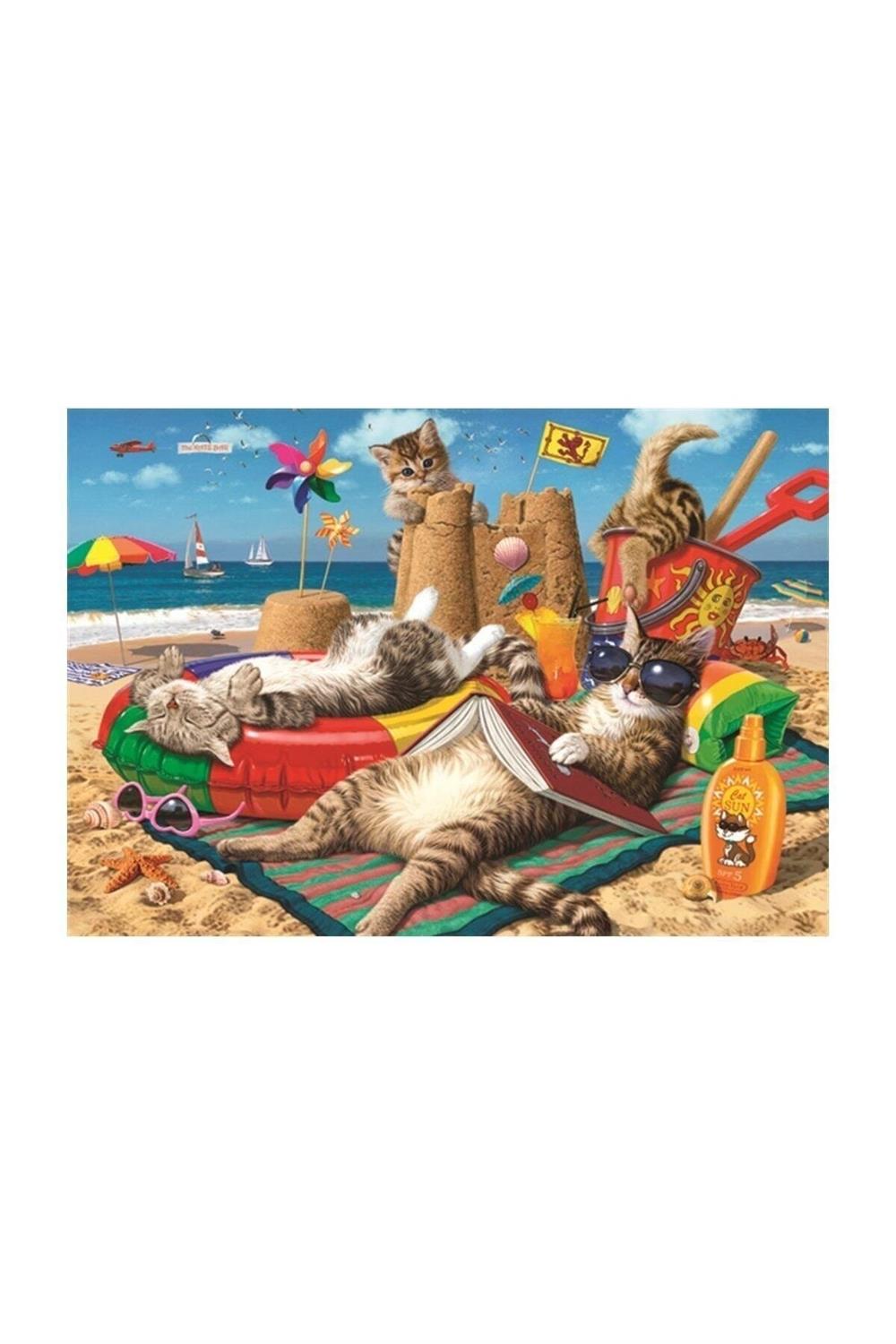 Kedilerin Plaj Keyfi / 260 Parçalık Puzzle, Kod:3322