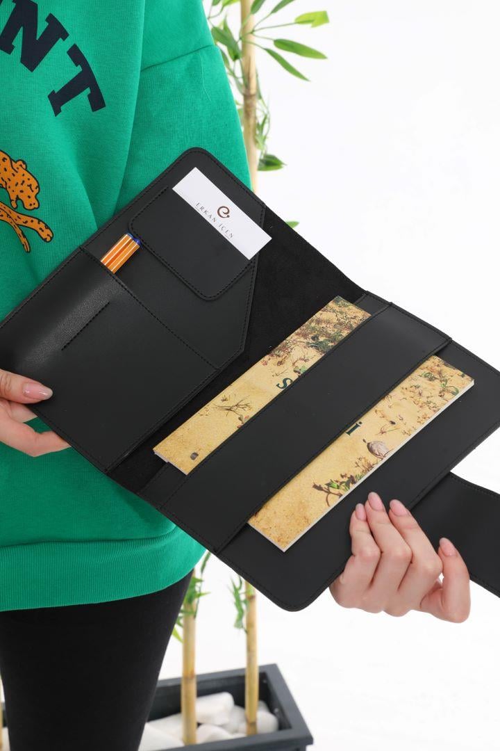 Kitap Çantası Siyah Suni Deri